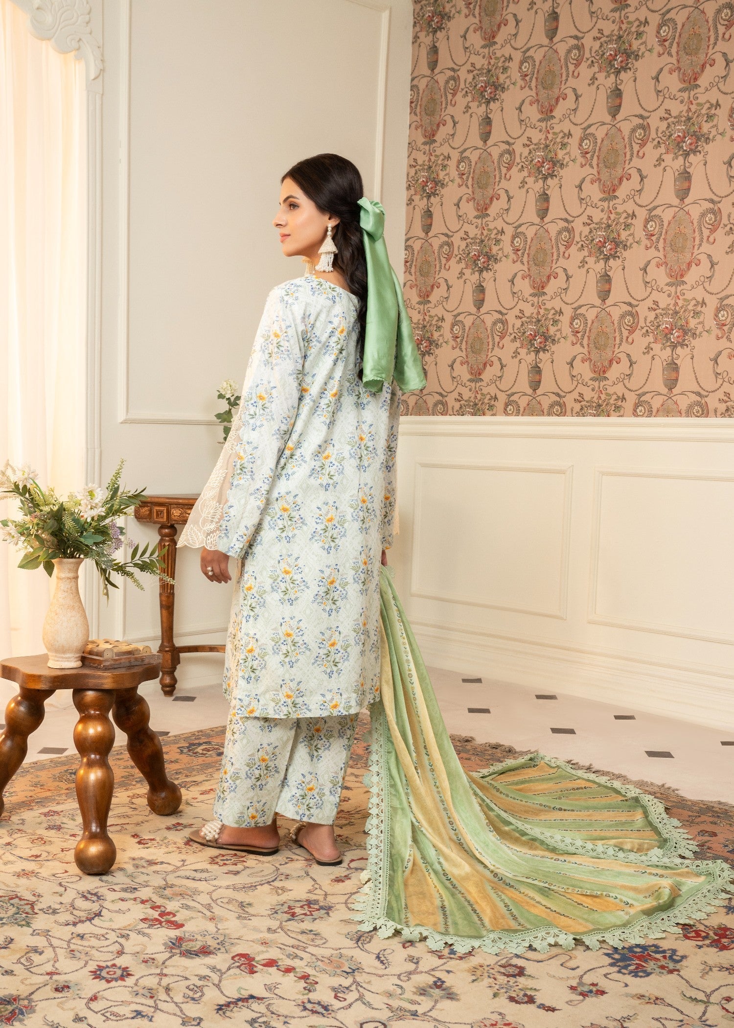 lawn cotton Kurta Set in Cloud blue