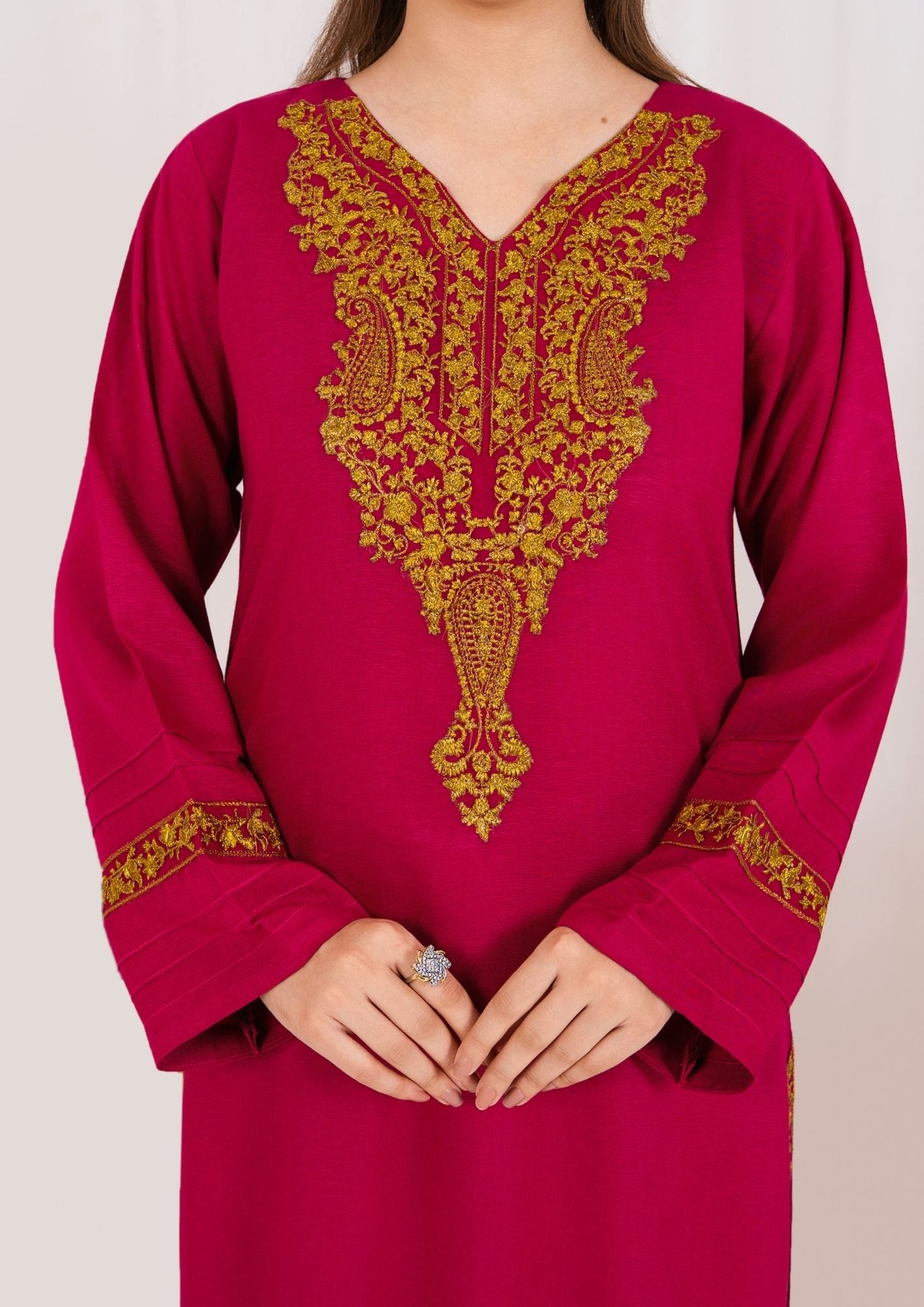 dhanak Kurta Set in Hot pink