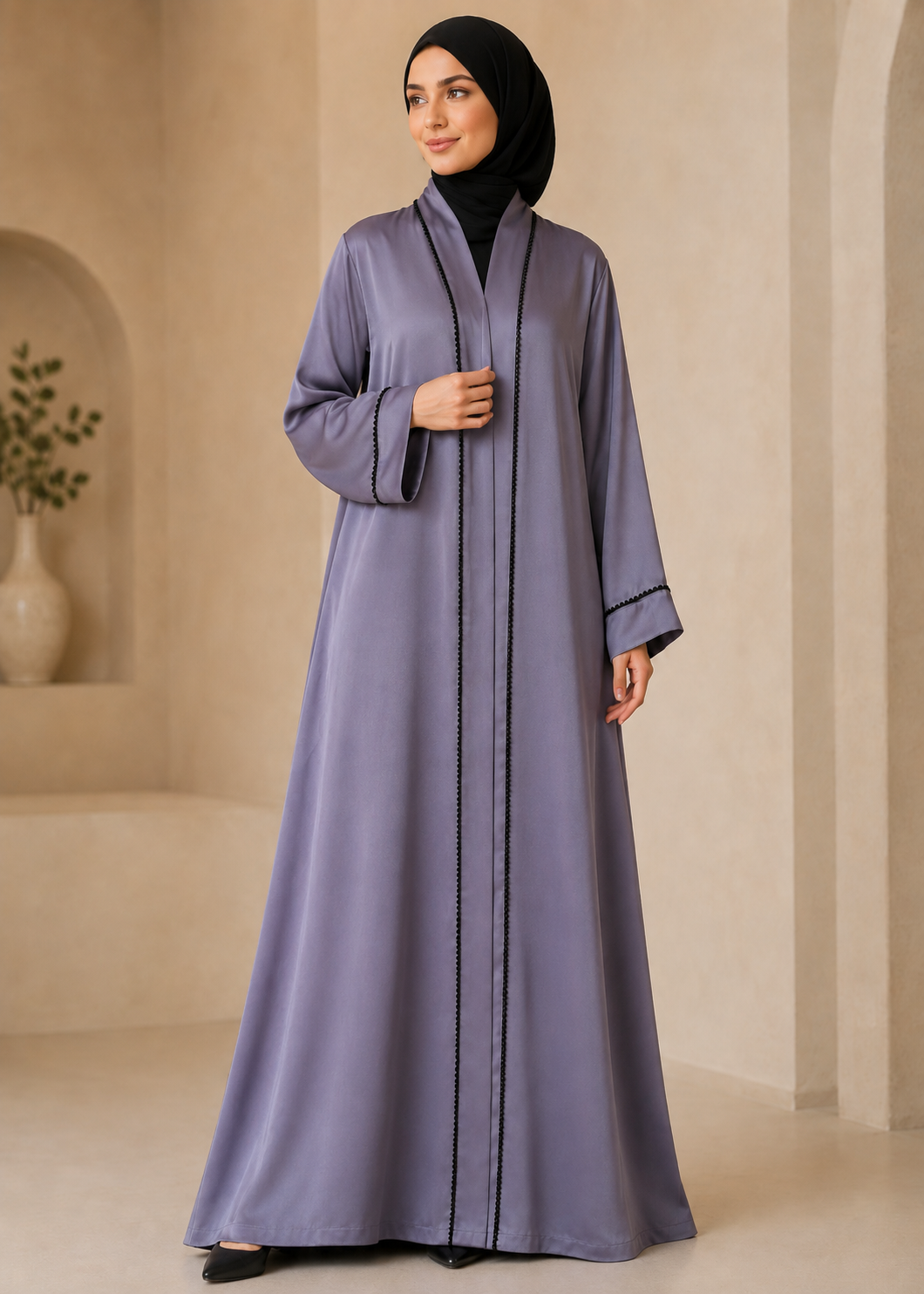 nidha blend Abaya in Lavender grey