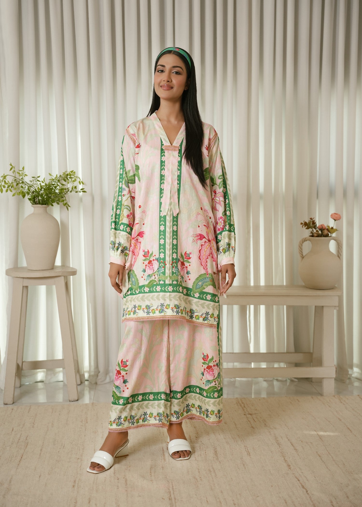 textured lawn Co Ord Sets in Blush pink