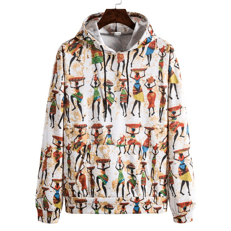 Digital Printed Retro Ethnic Style Men'S Sweater