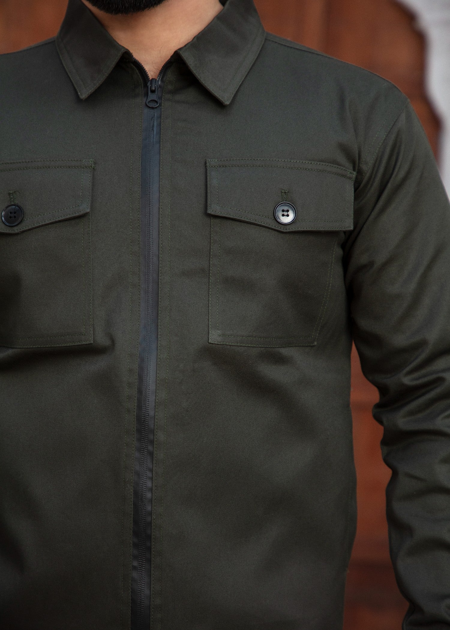 twill cotton Jacket in Army green