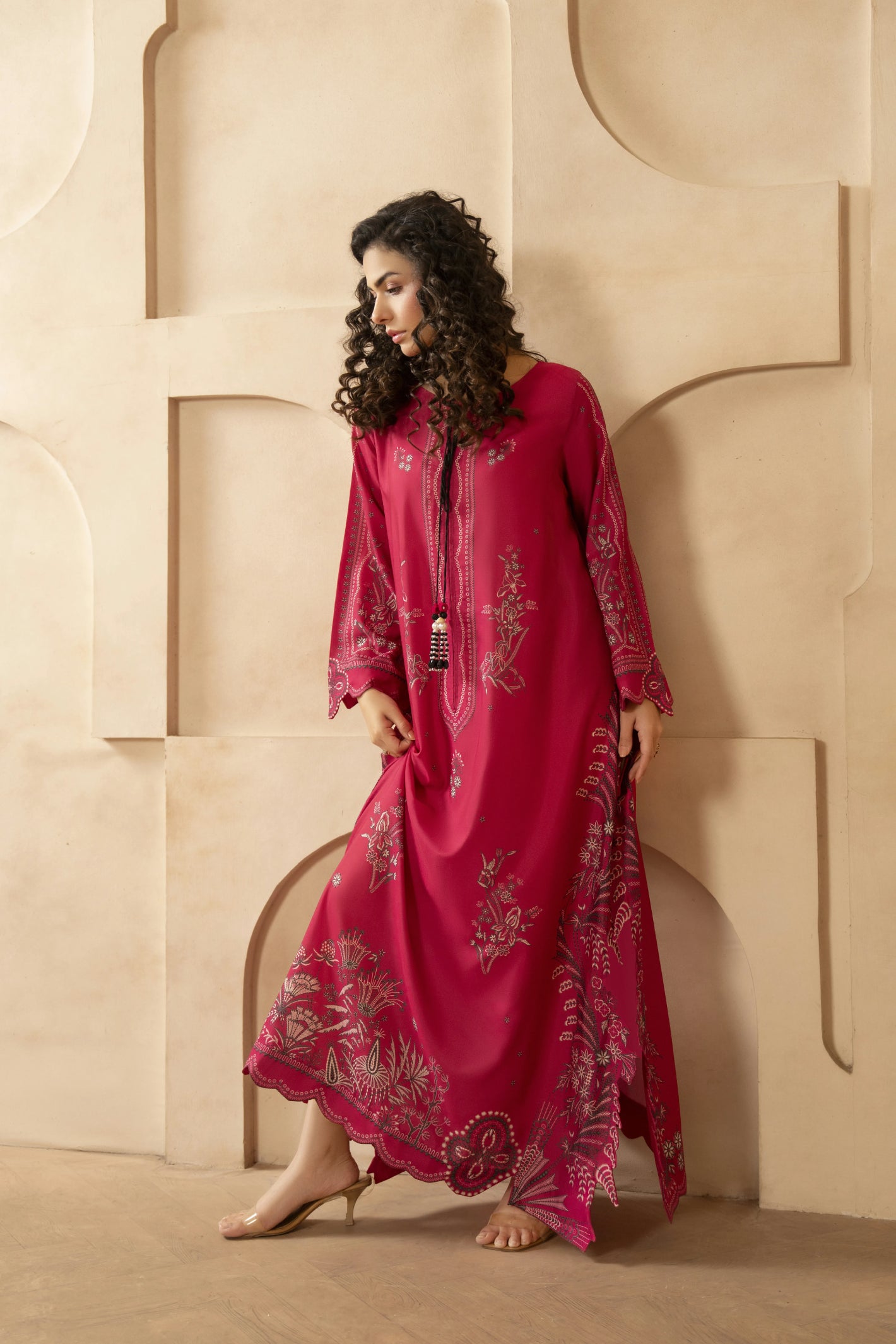 zari lawn Trousers in Hot pink