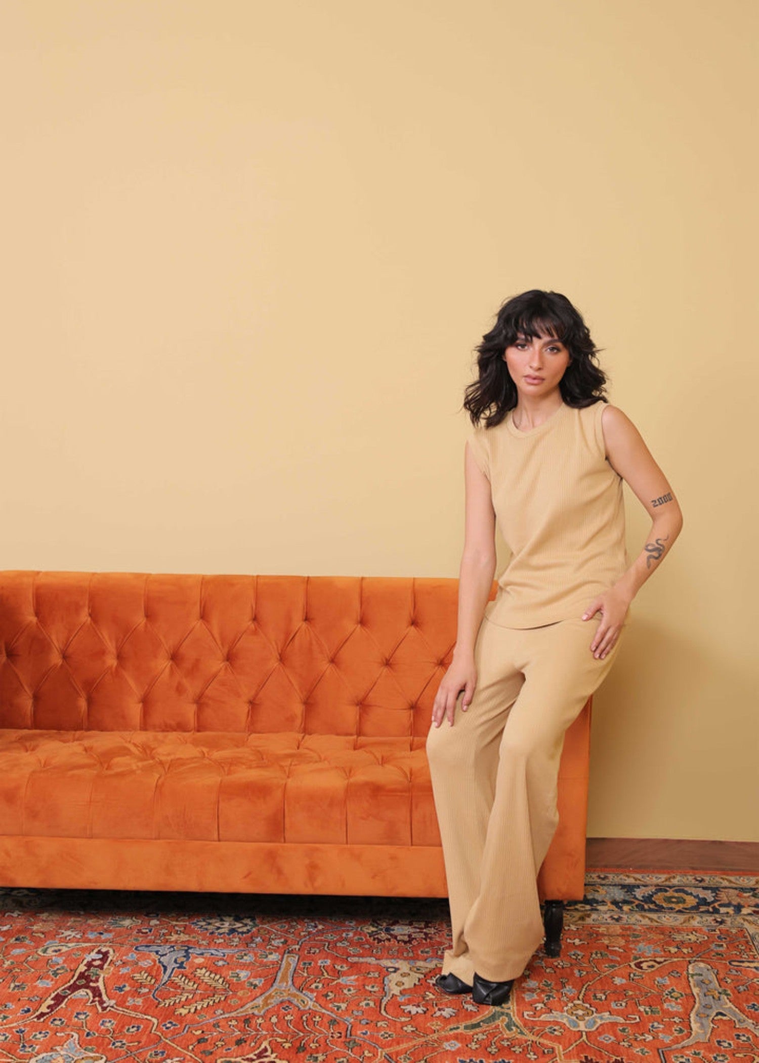 polycotton Top in Camel brown