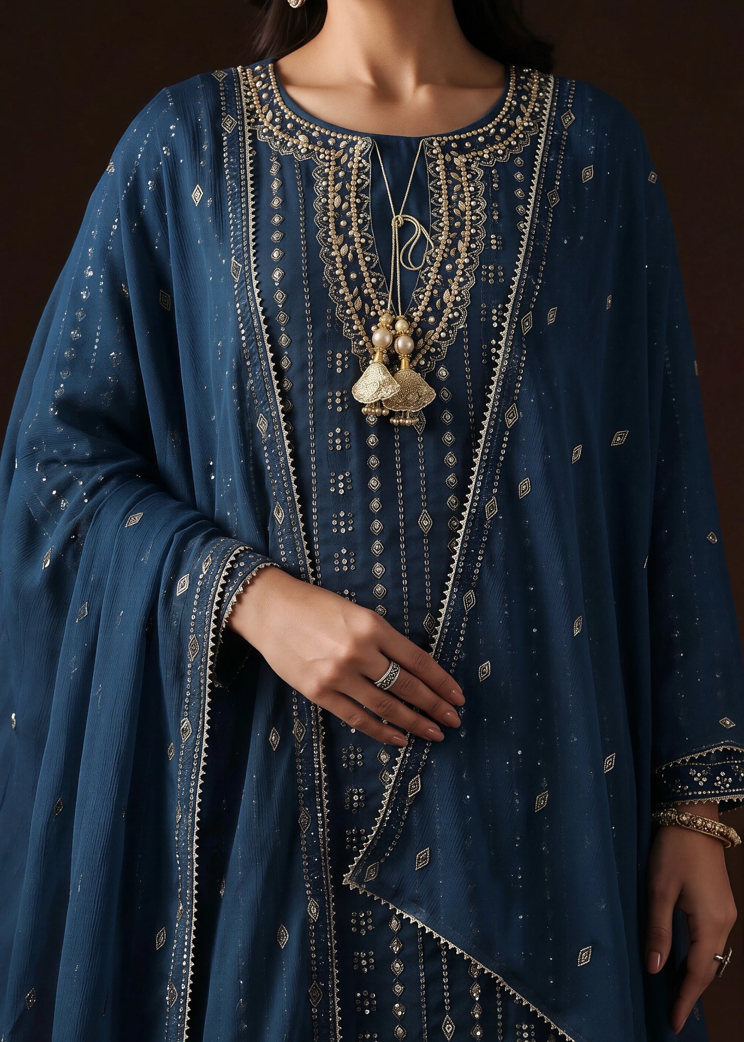 chiffon Sharara in Cobalt blue