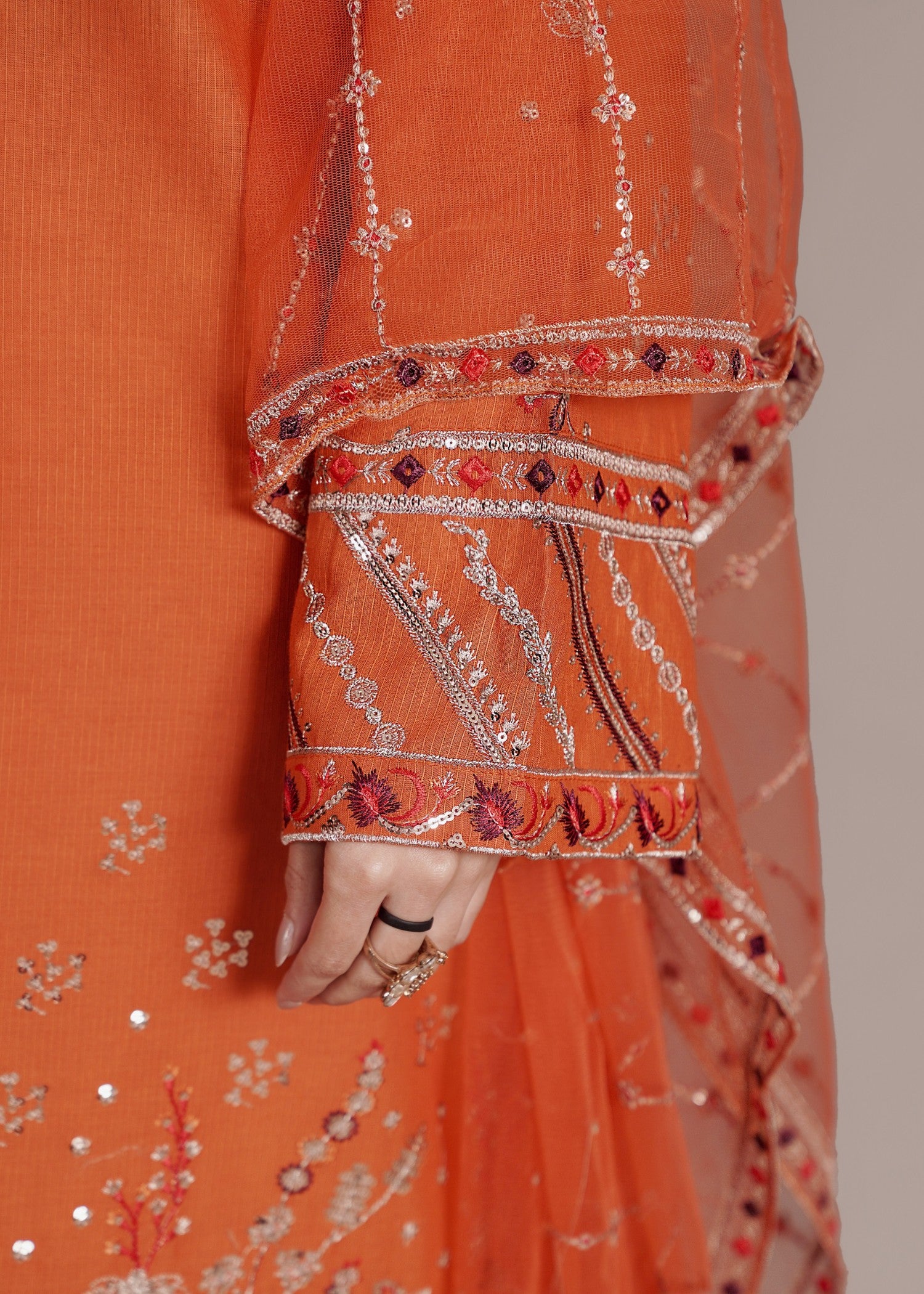 cotton Kurta Set in Orange