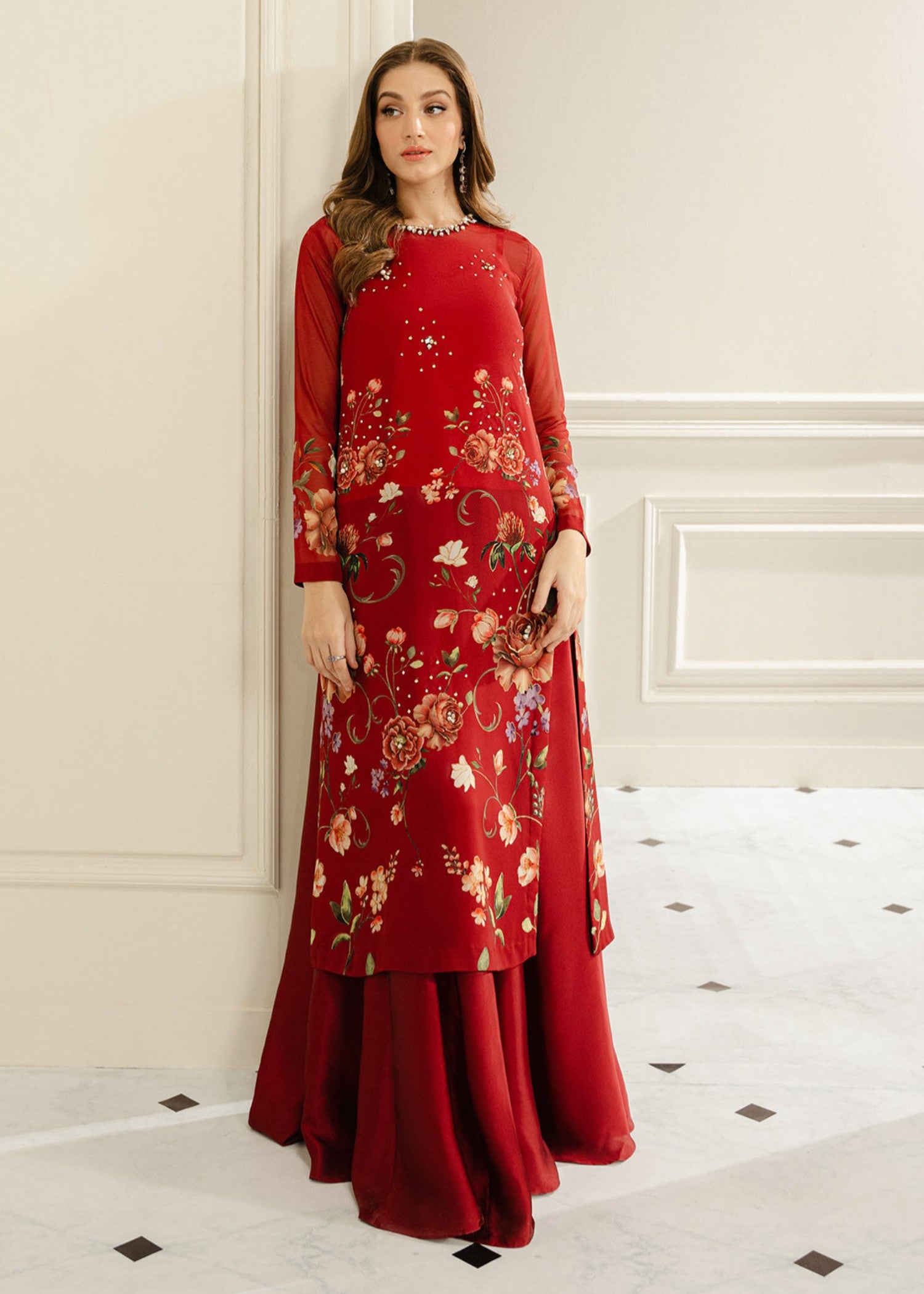 georgette chiffon Kurti in Red