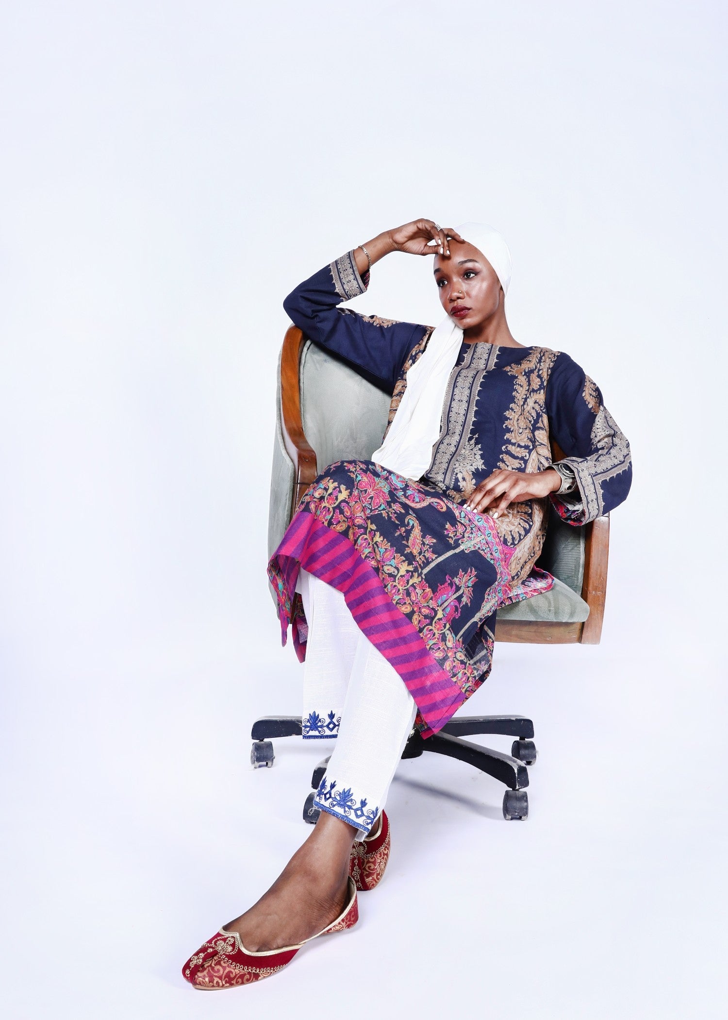 khaddar Kurti in Blue