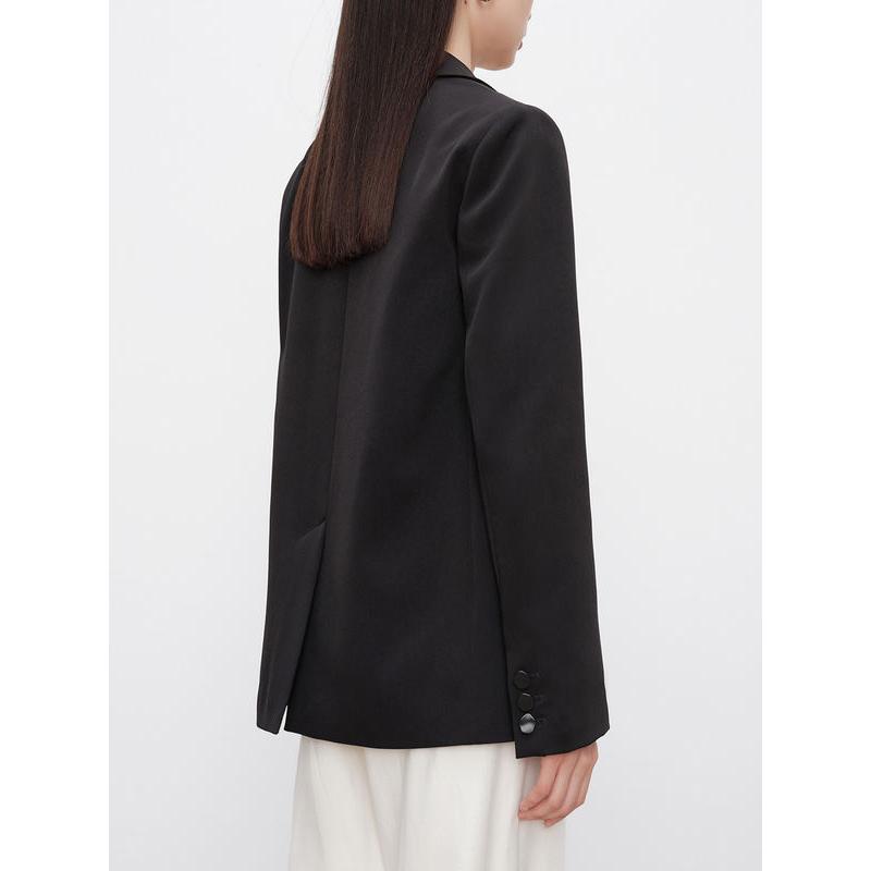 Petite Black Shoulder Suit Jacket for Women