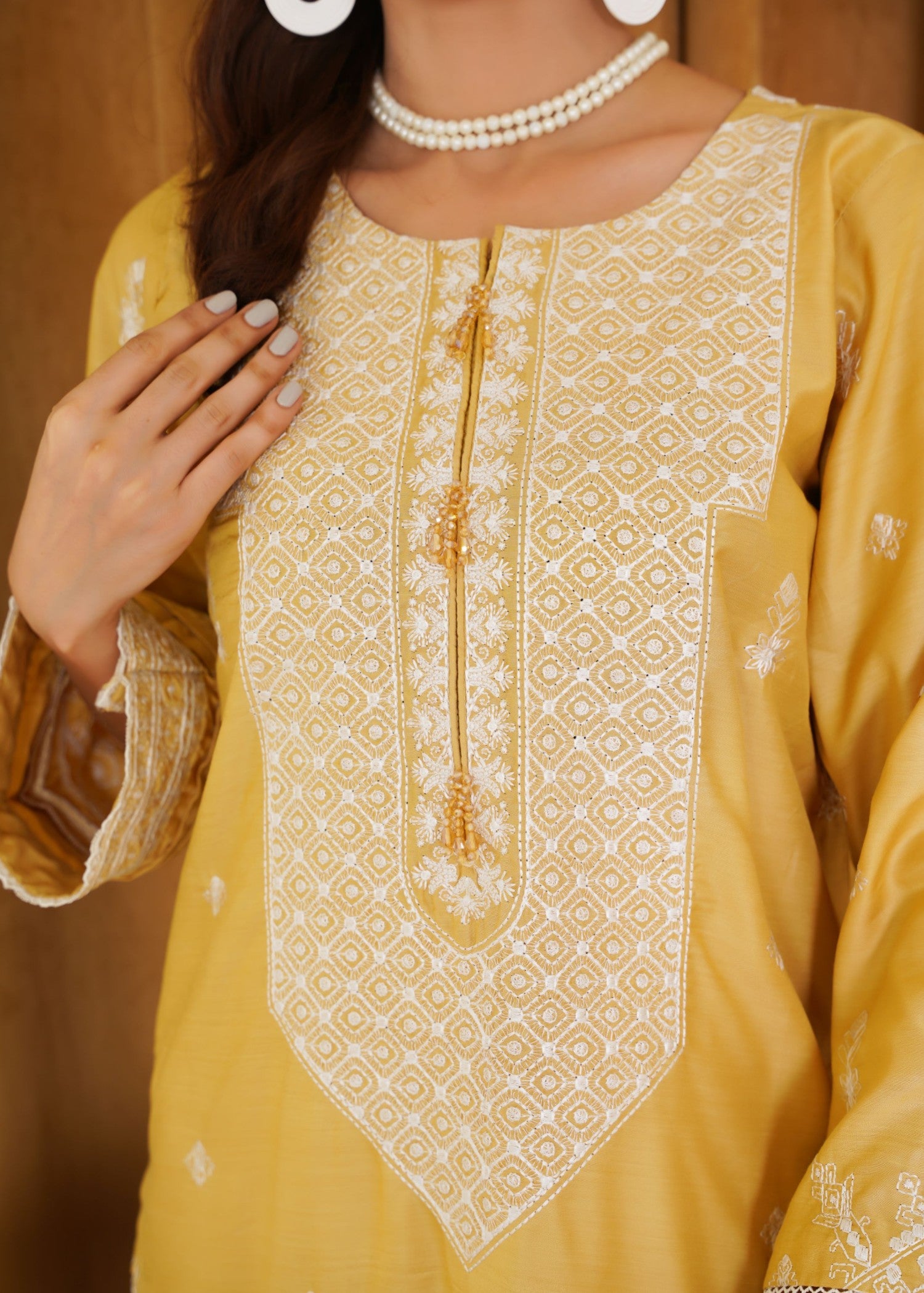 viscose Kurta Set in Mustard, goldenrod
