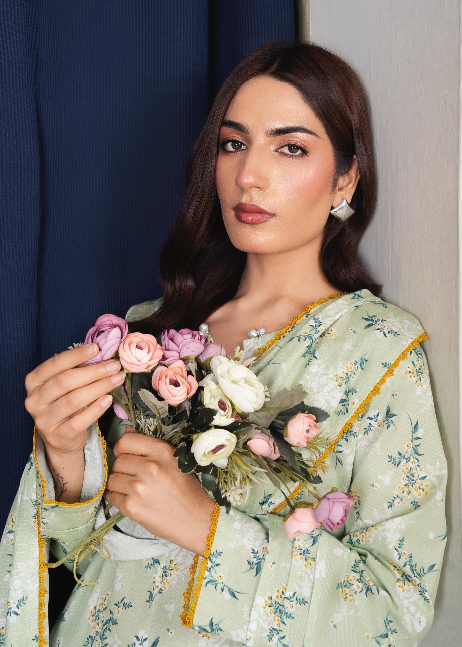 corduroy Kurta Set in Mint green