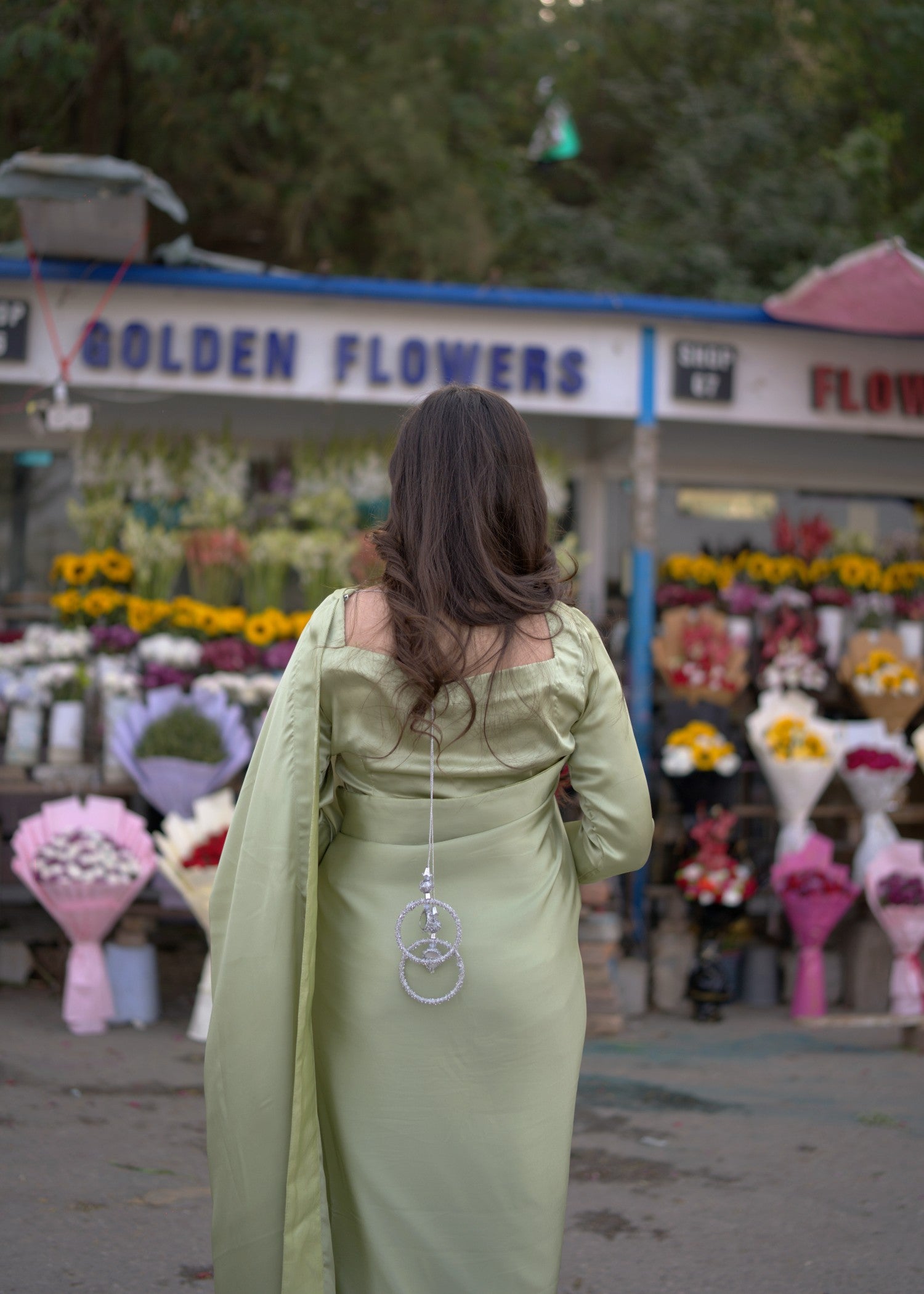 silk Saree in Pistachio green