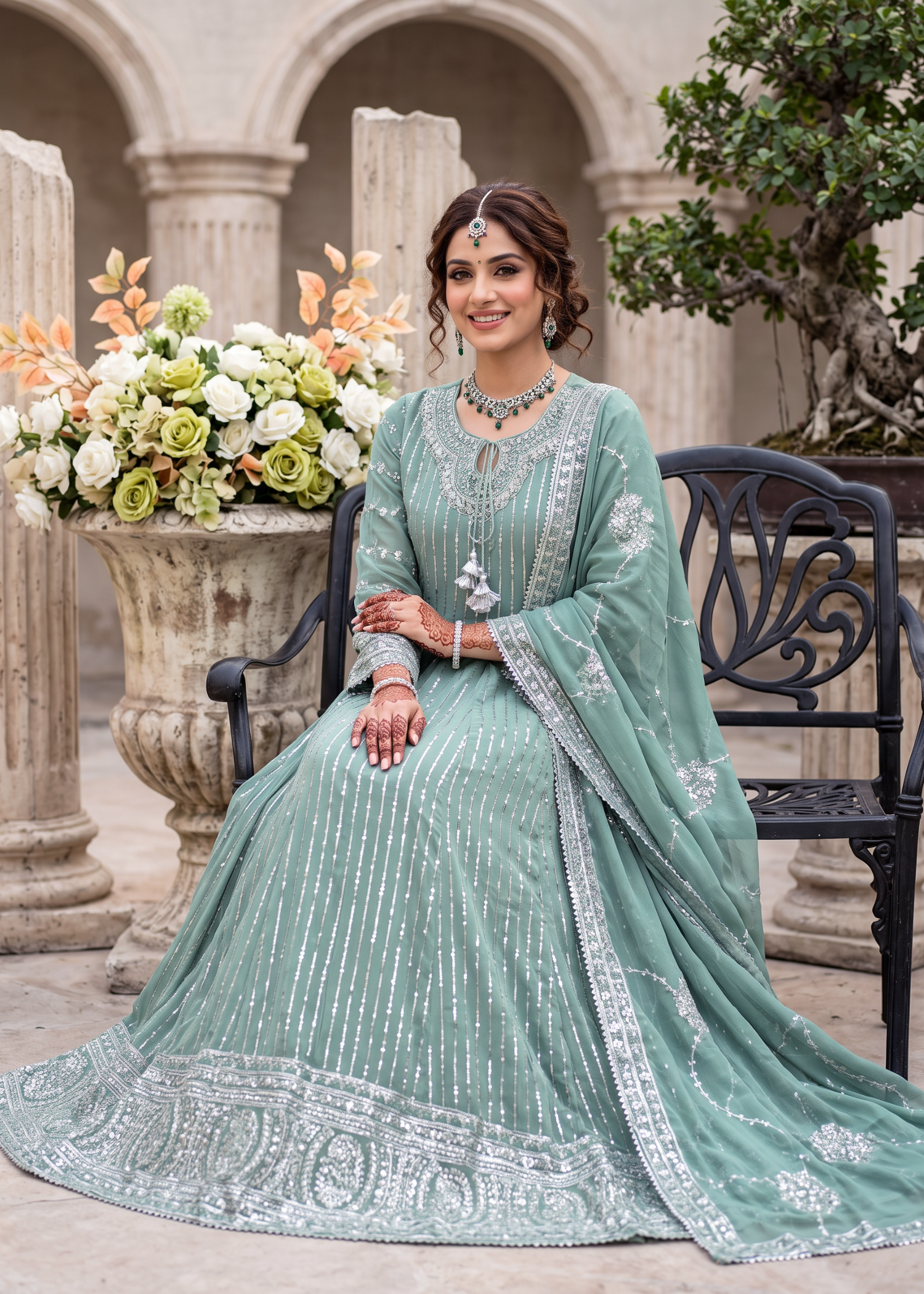 chiffon Maxi in Parrot green