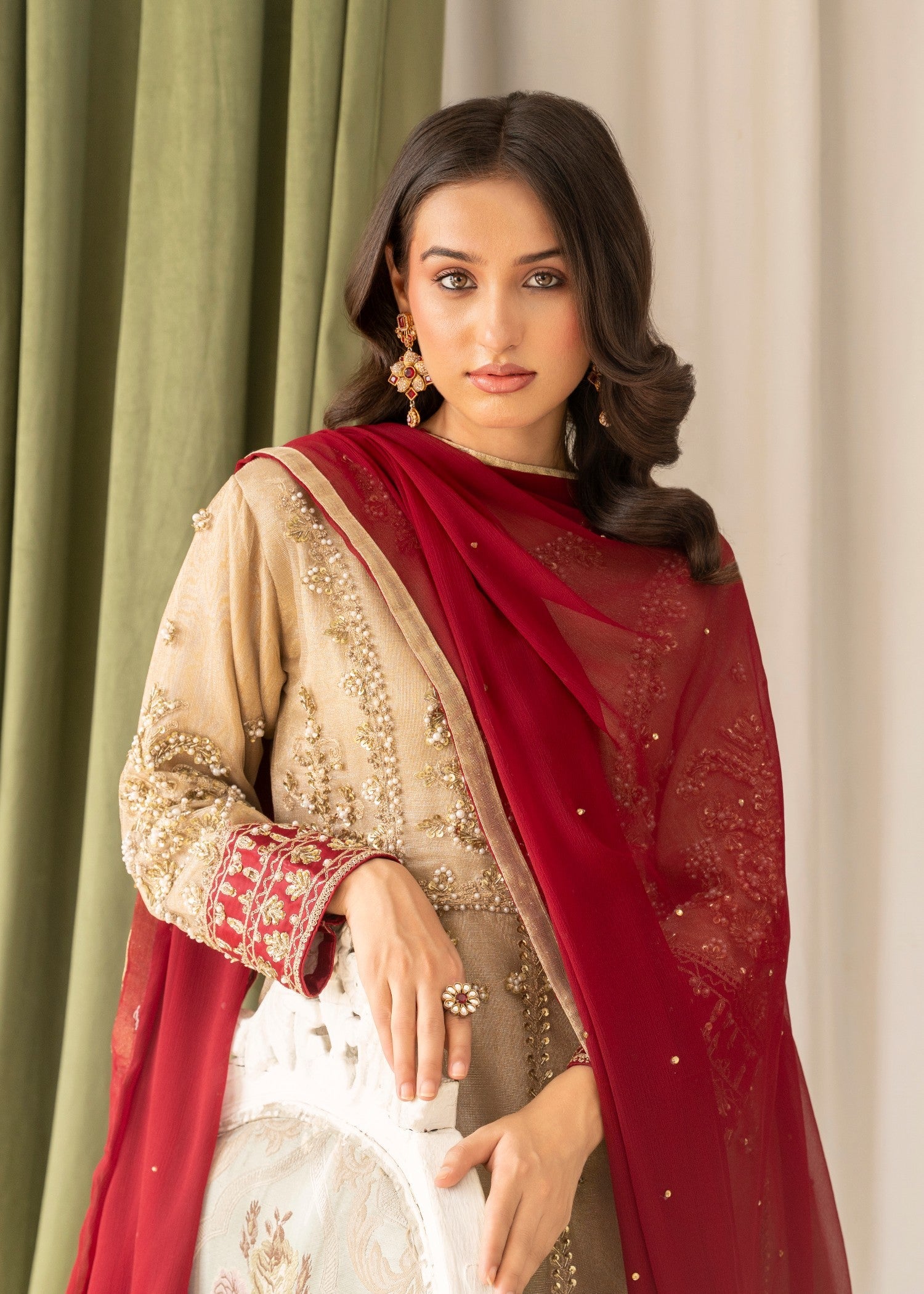 zari net Maxi in Golden brown