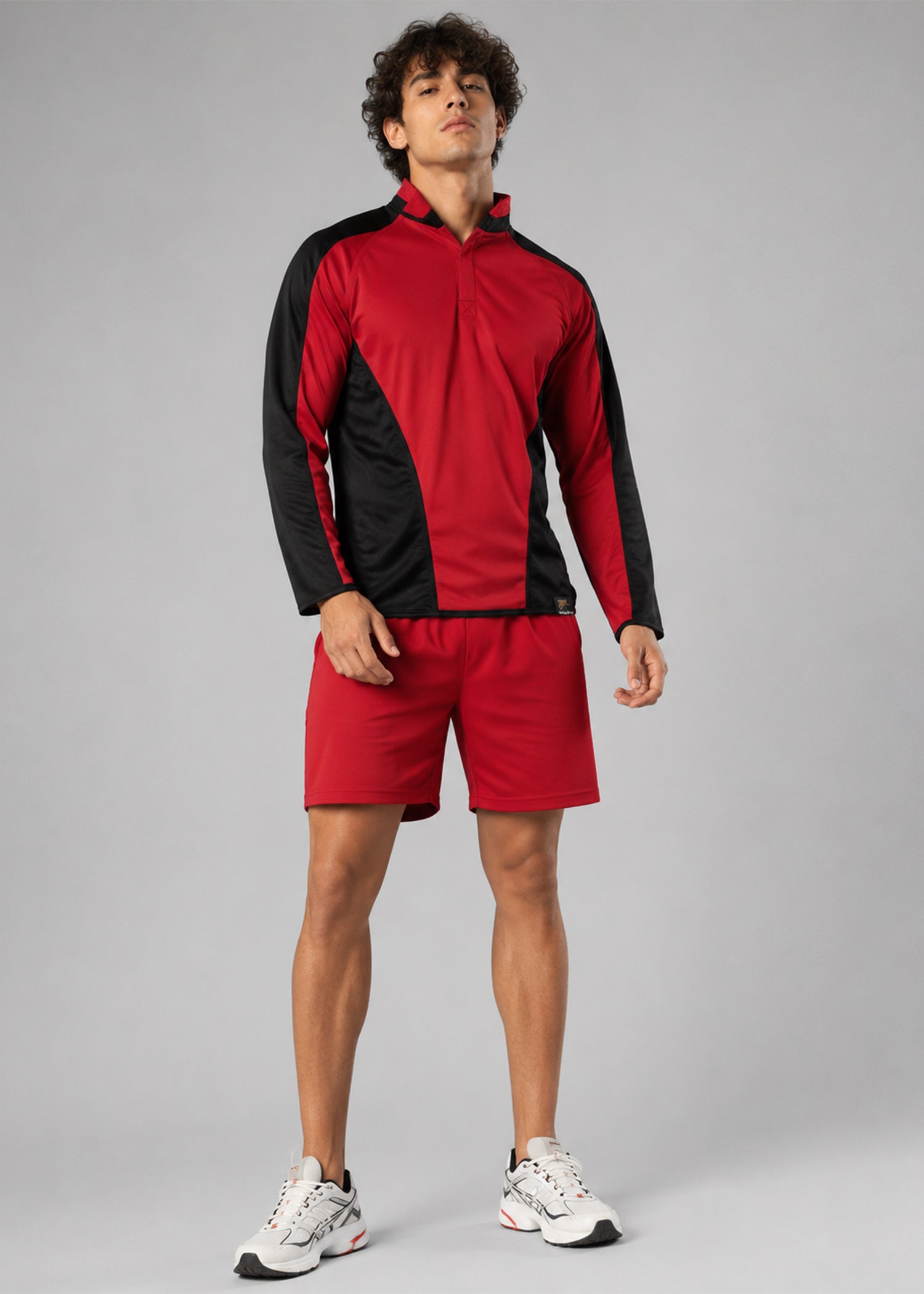 polyester Polo Shirt in Red, black