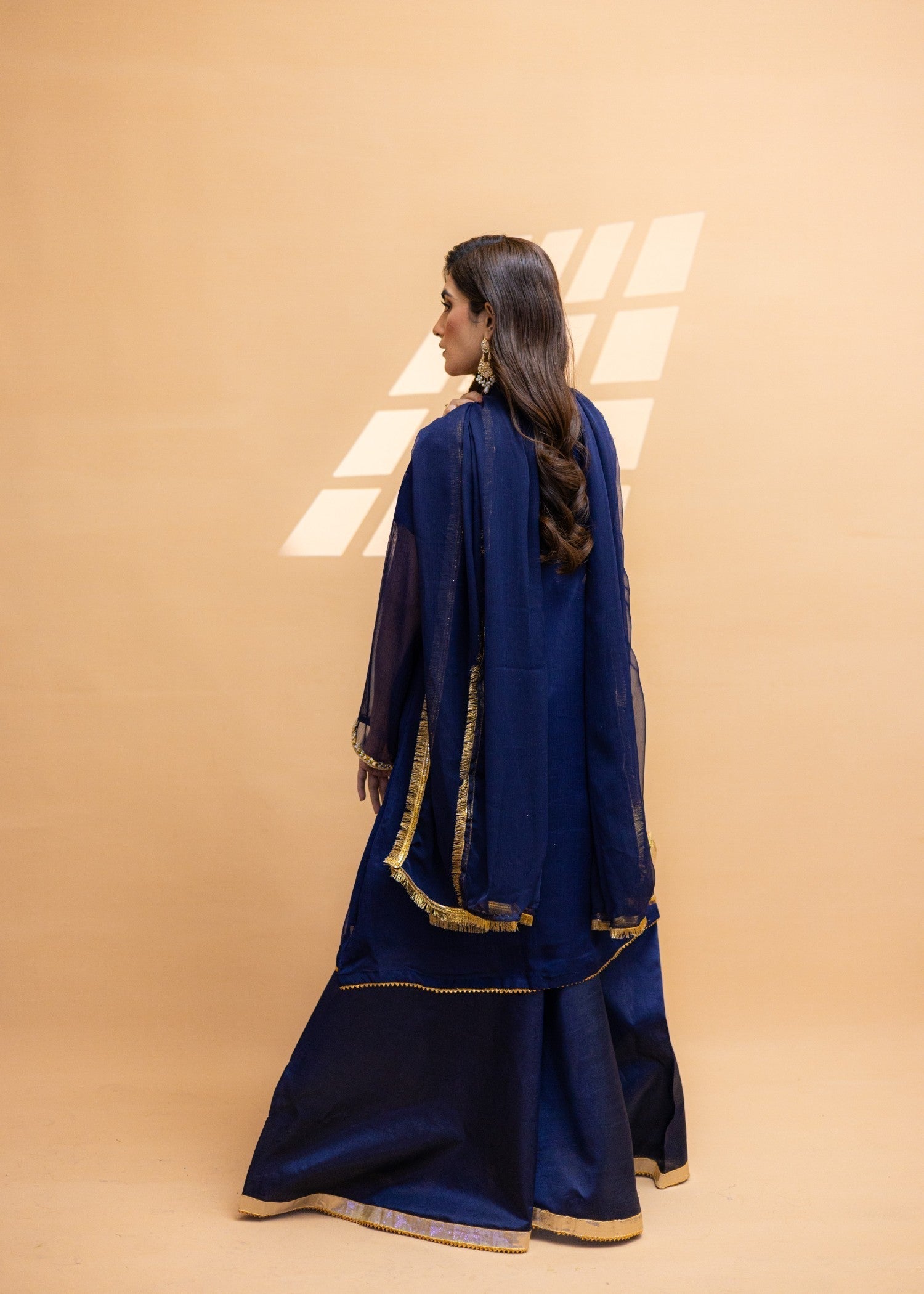 chiffon Short Frock in Navy blue