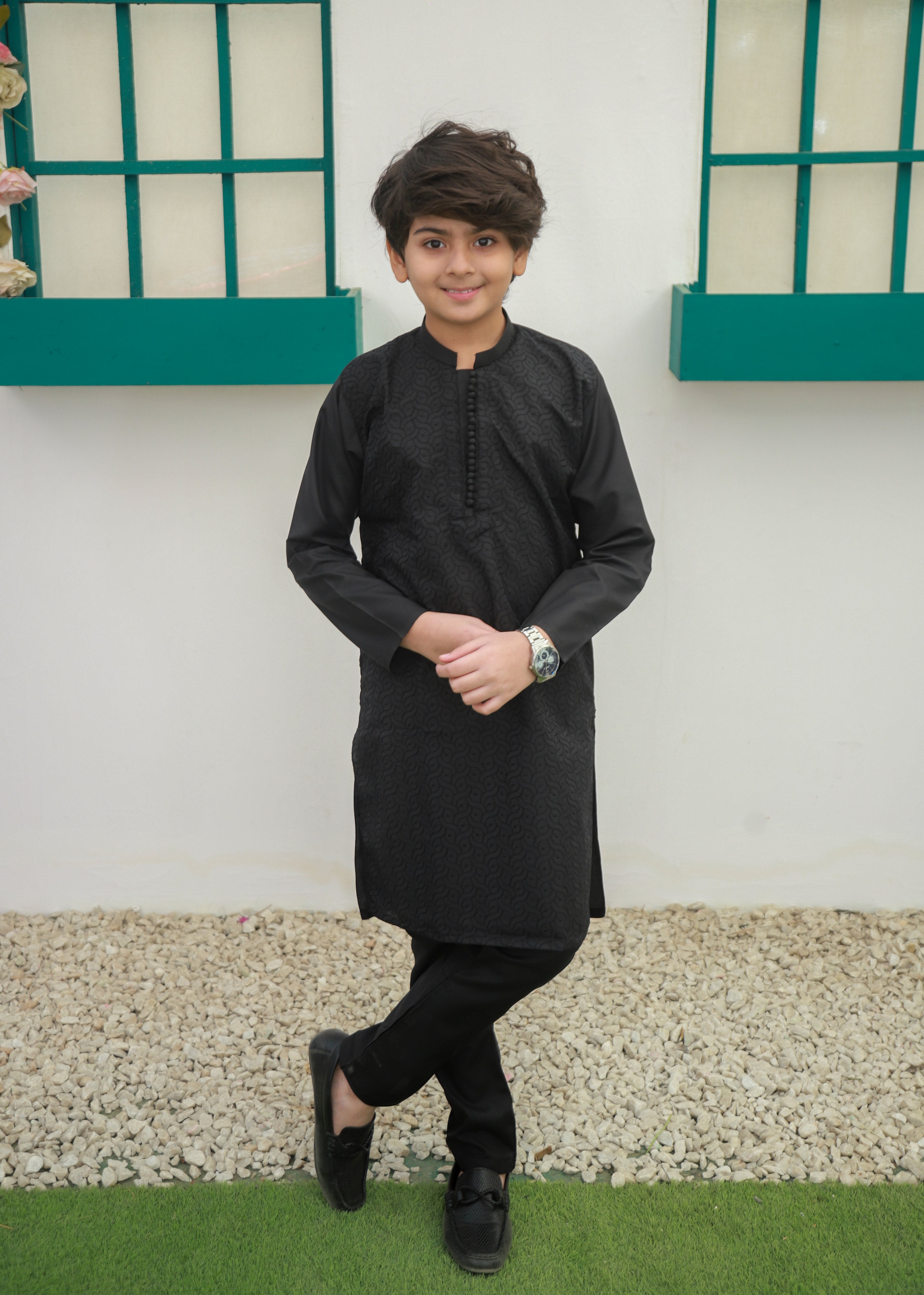 cotton Kurta Set in Onyx
