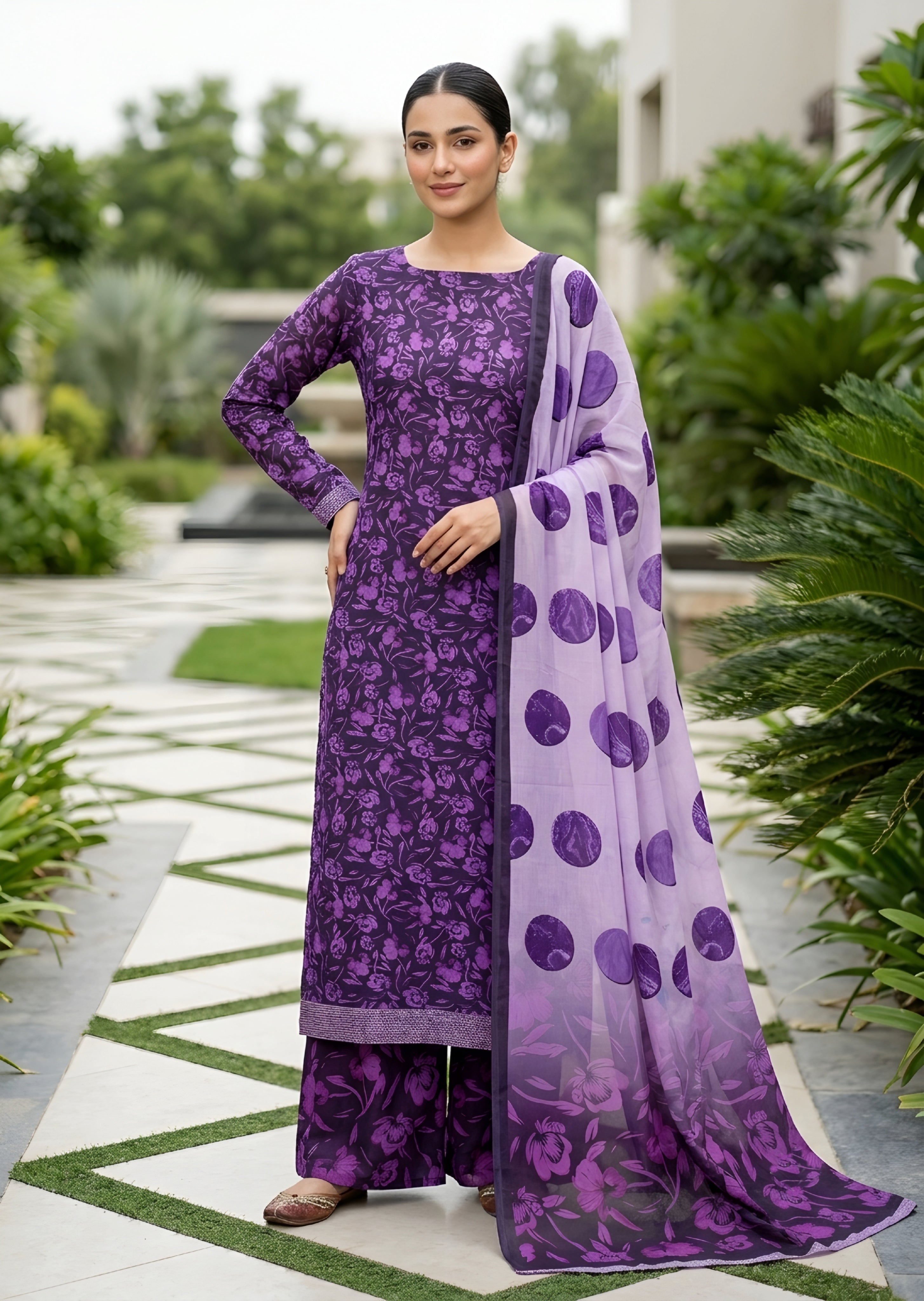 lawn Unstitched in Grape