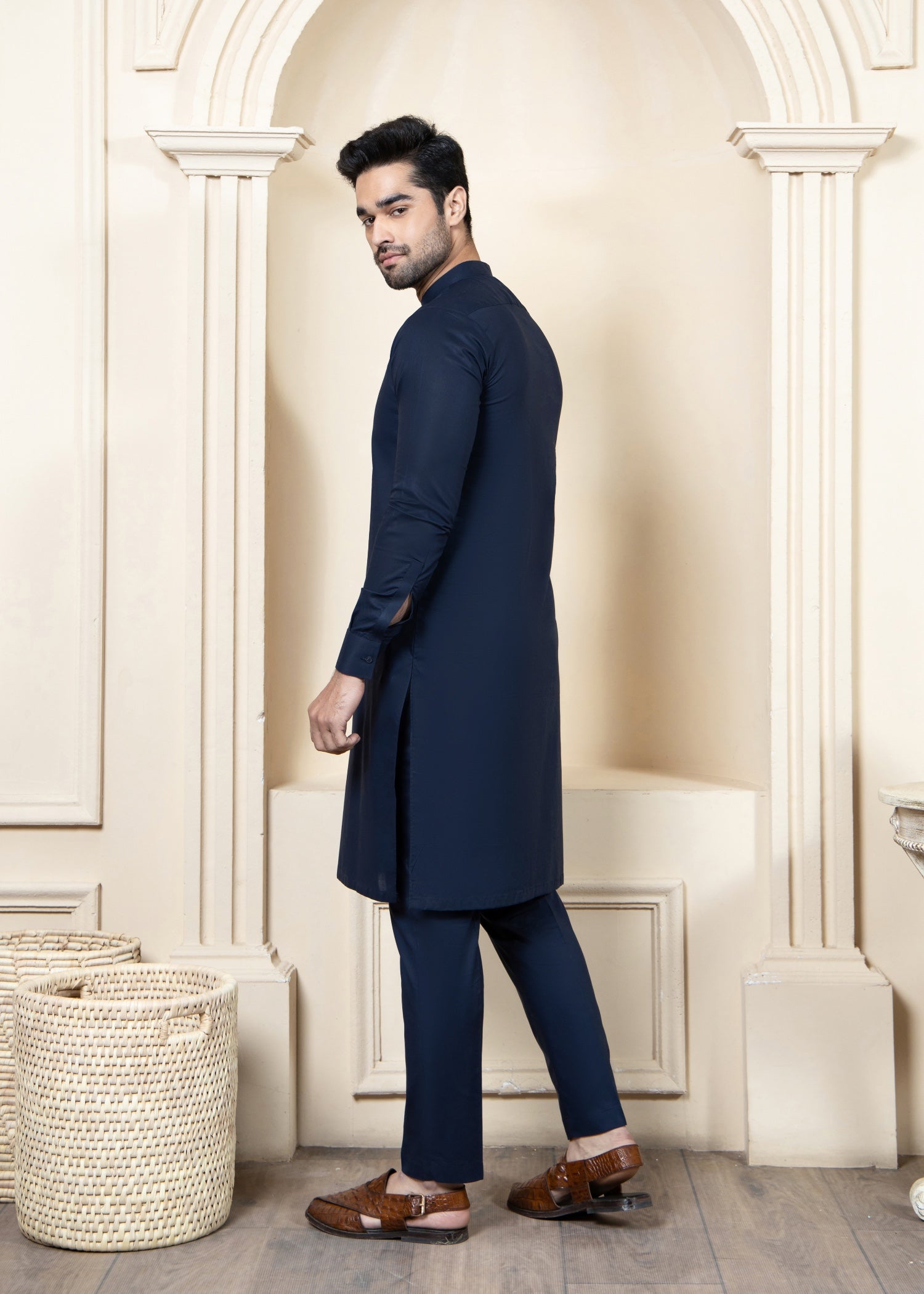 cotton Kurta Set in Navy blue