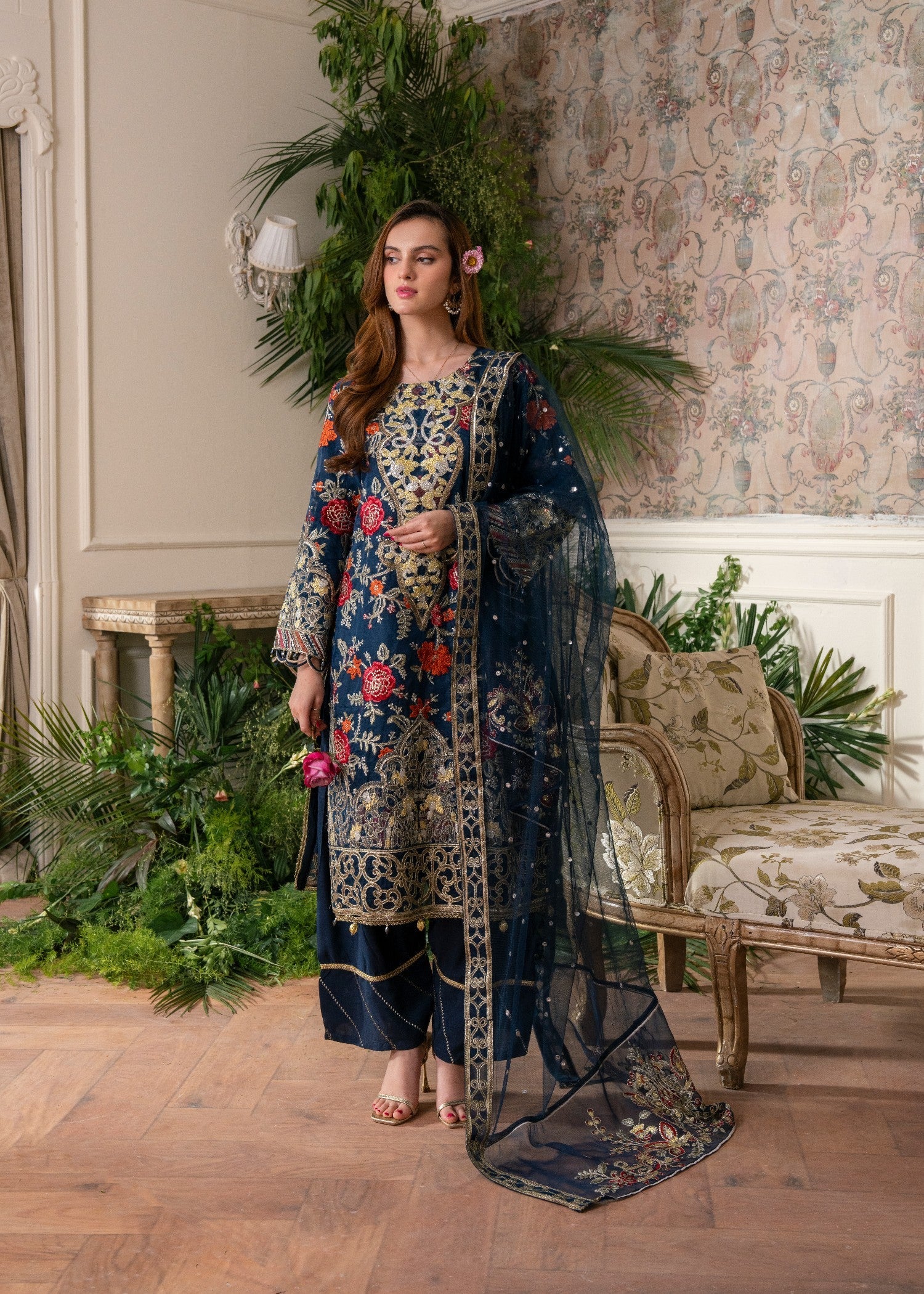 viscose Kurta Set in Midnight