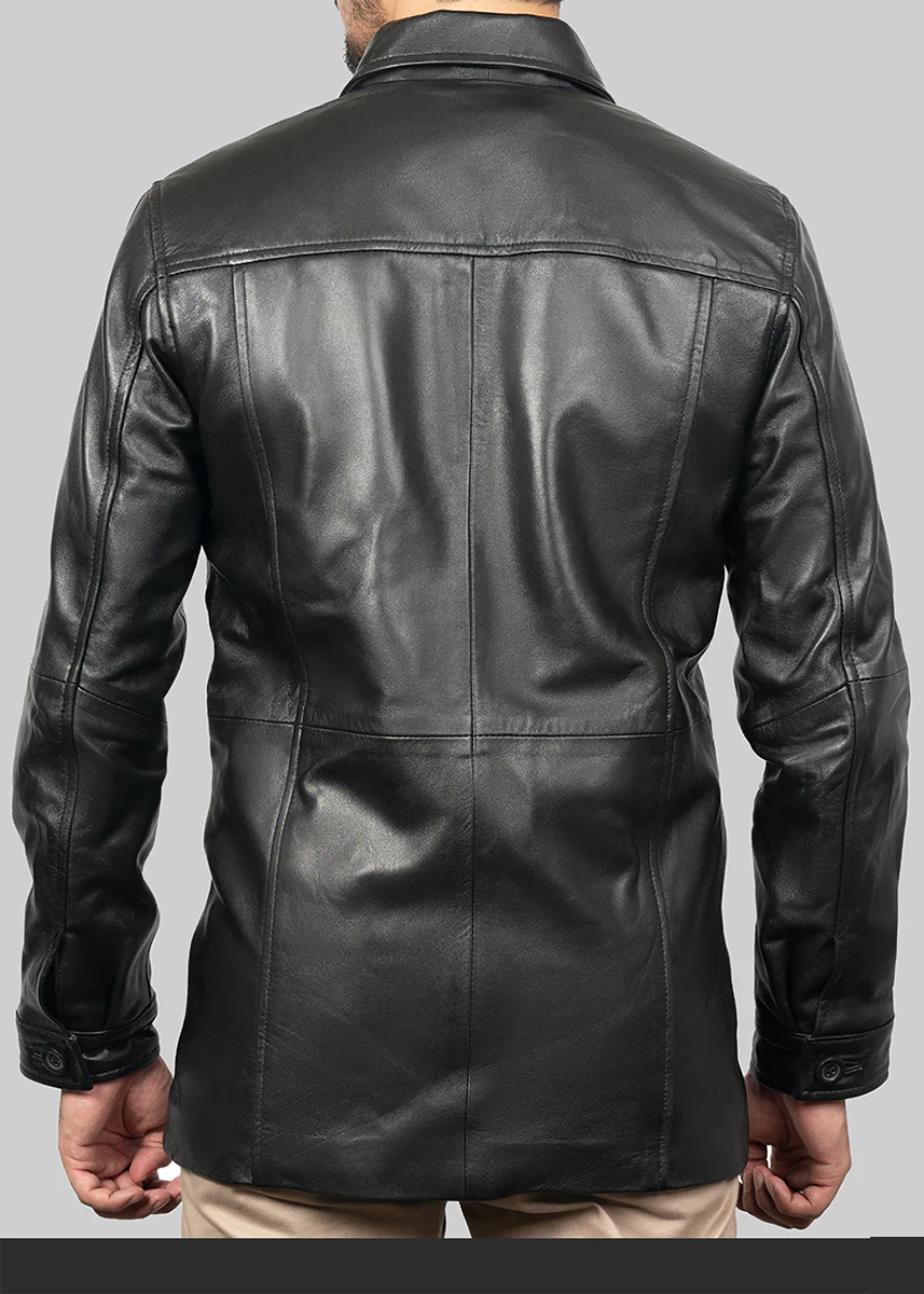 leather Coat in Black