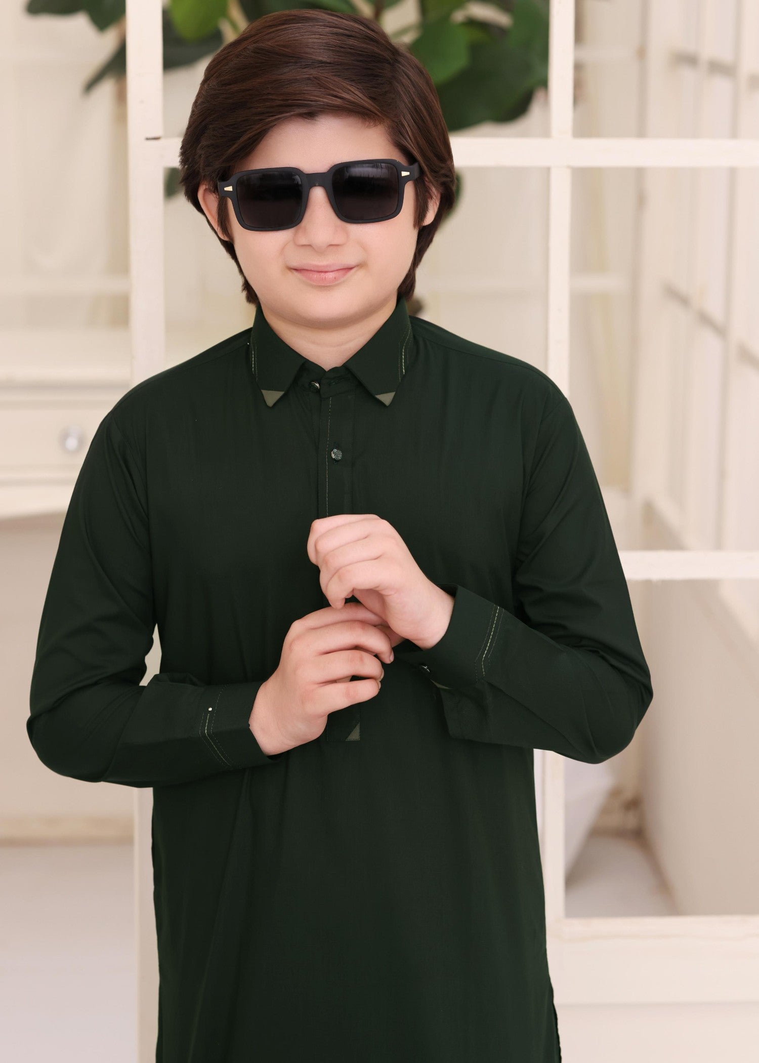 wash & wear Kurta Set in Green