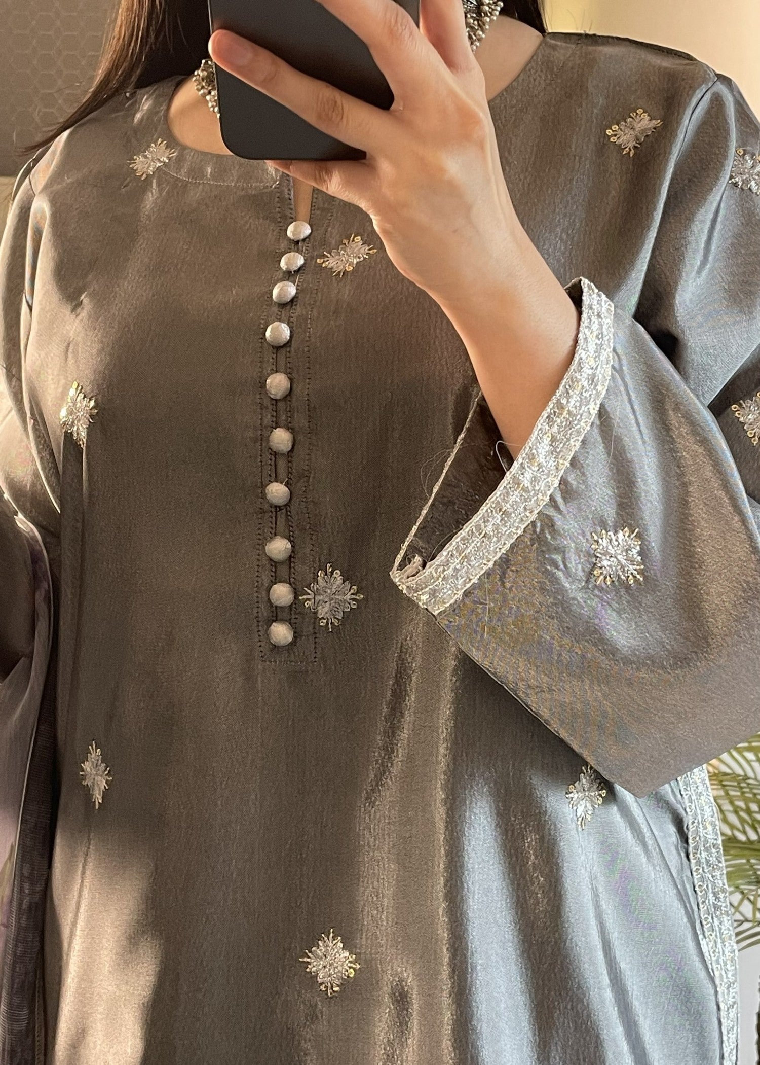 silk Sharara in Silver