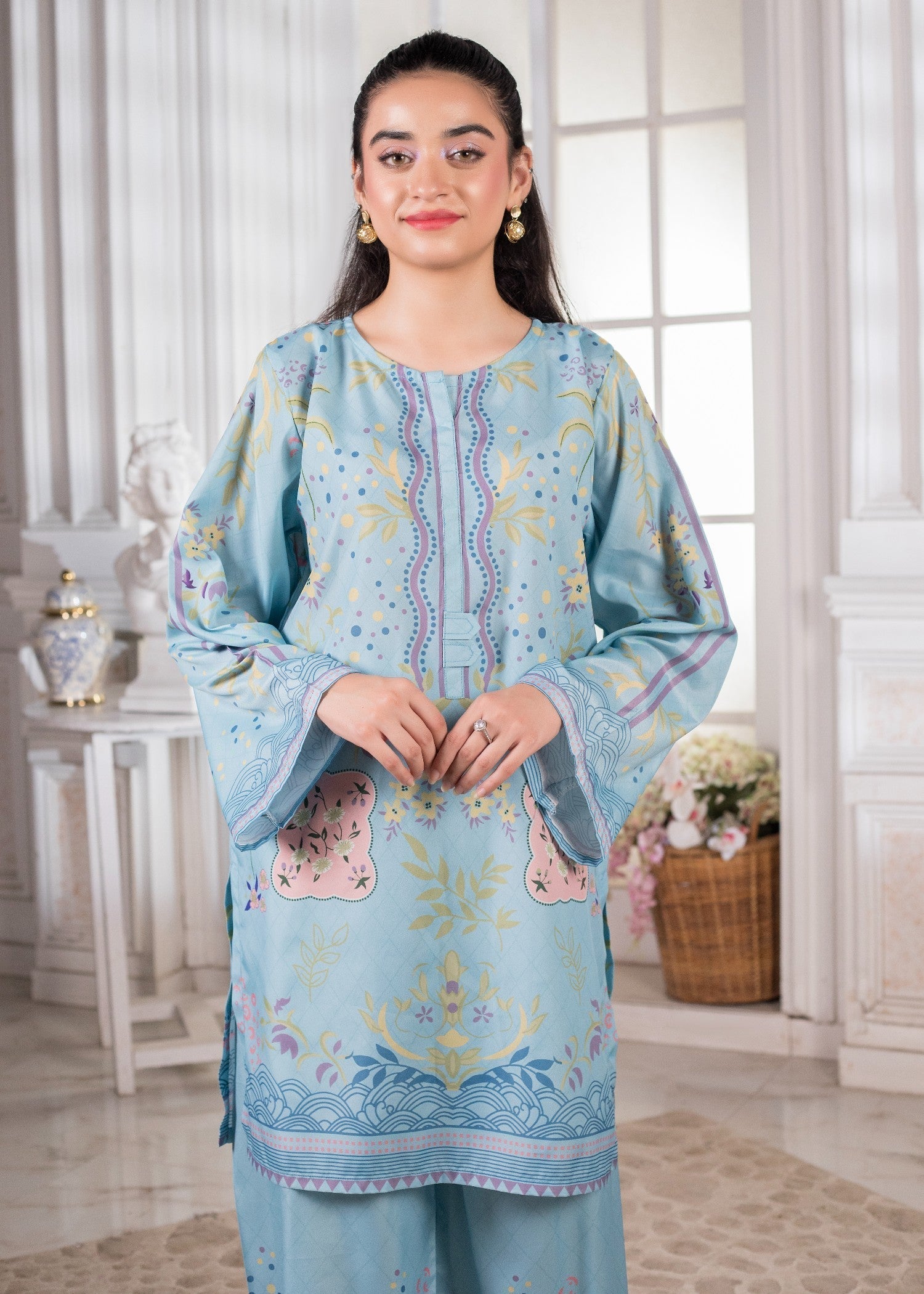 polyester crepe Co Ord Sets in Sky