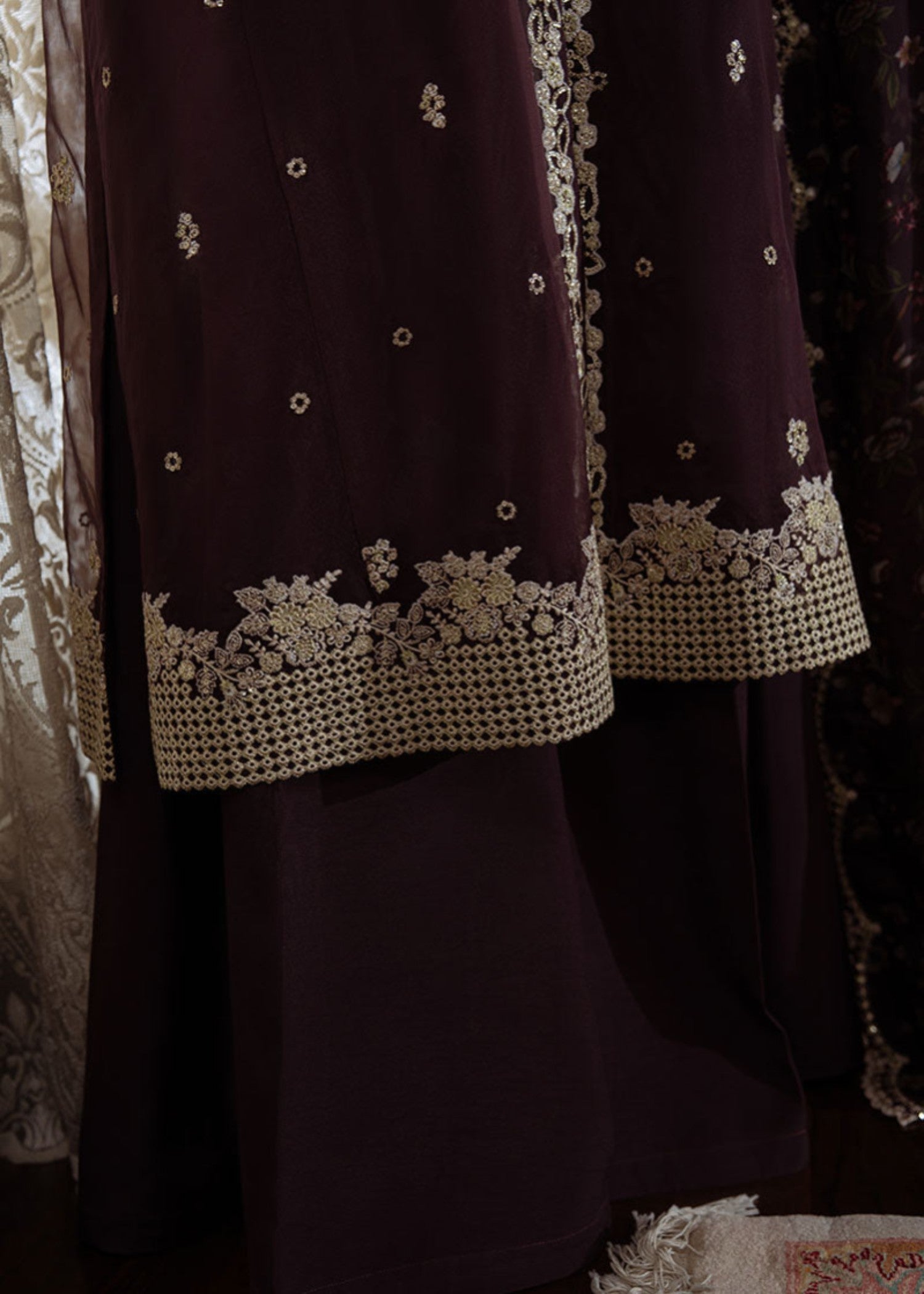 organza Unstitched in Plum