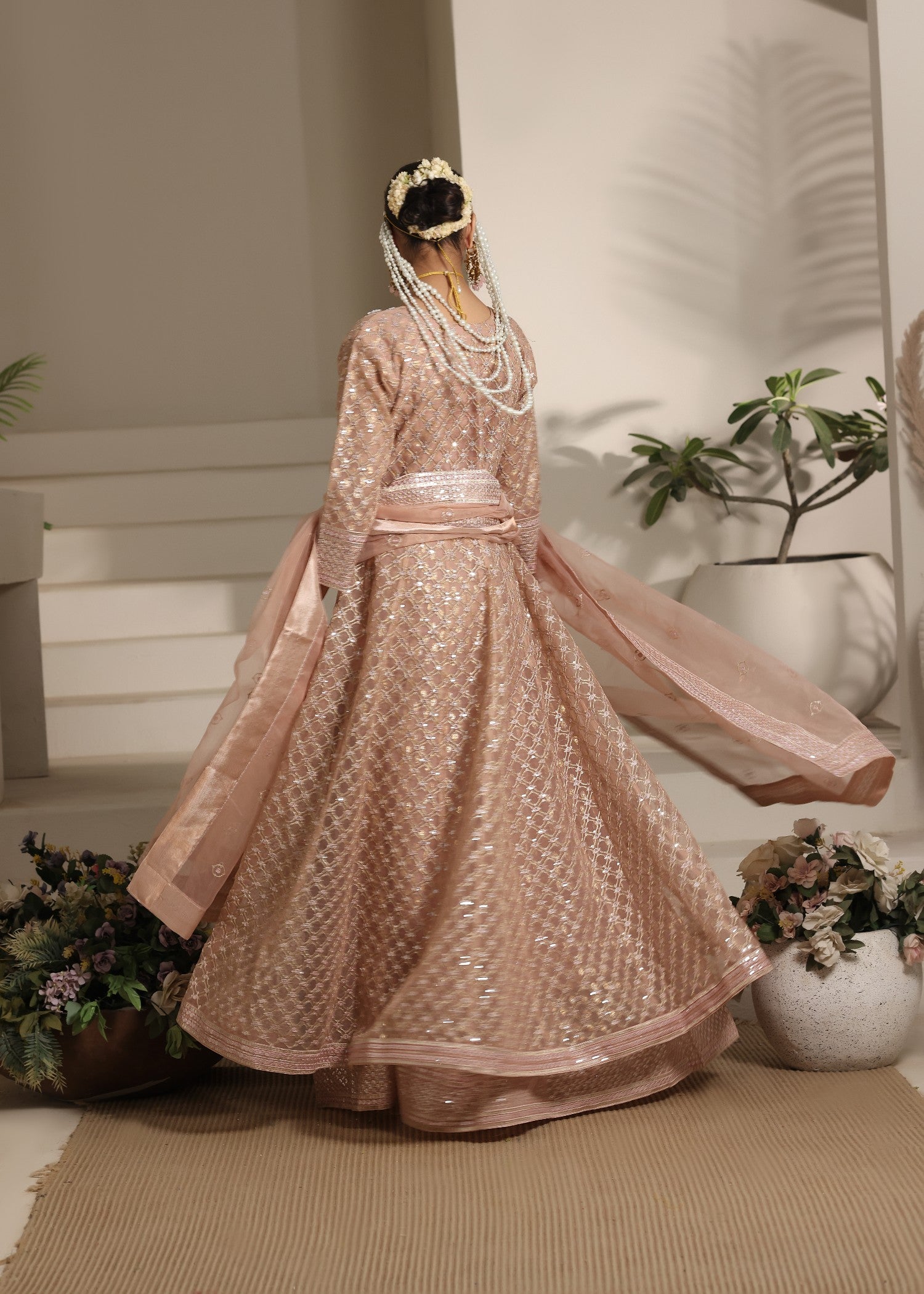 organza Maxi in Peach pink
