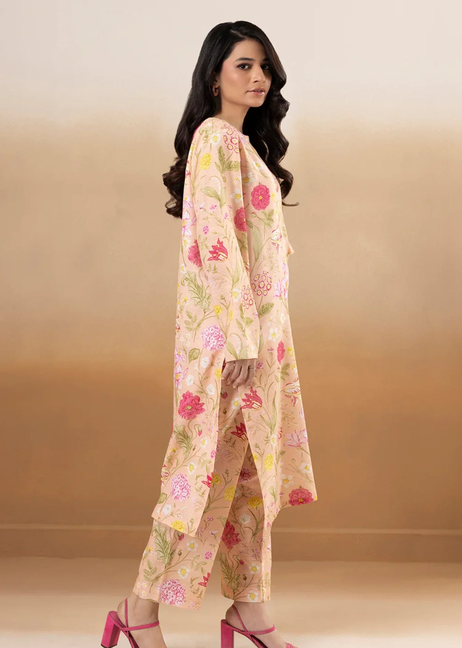 khaddar Co Ord Sets in Peach orange
