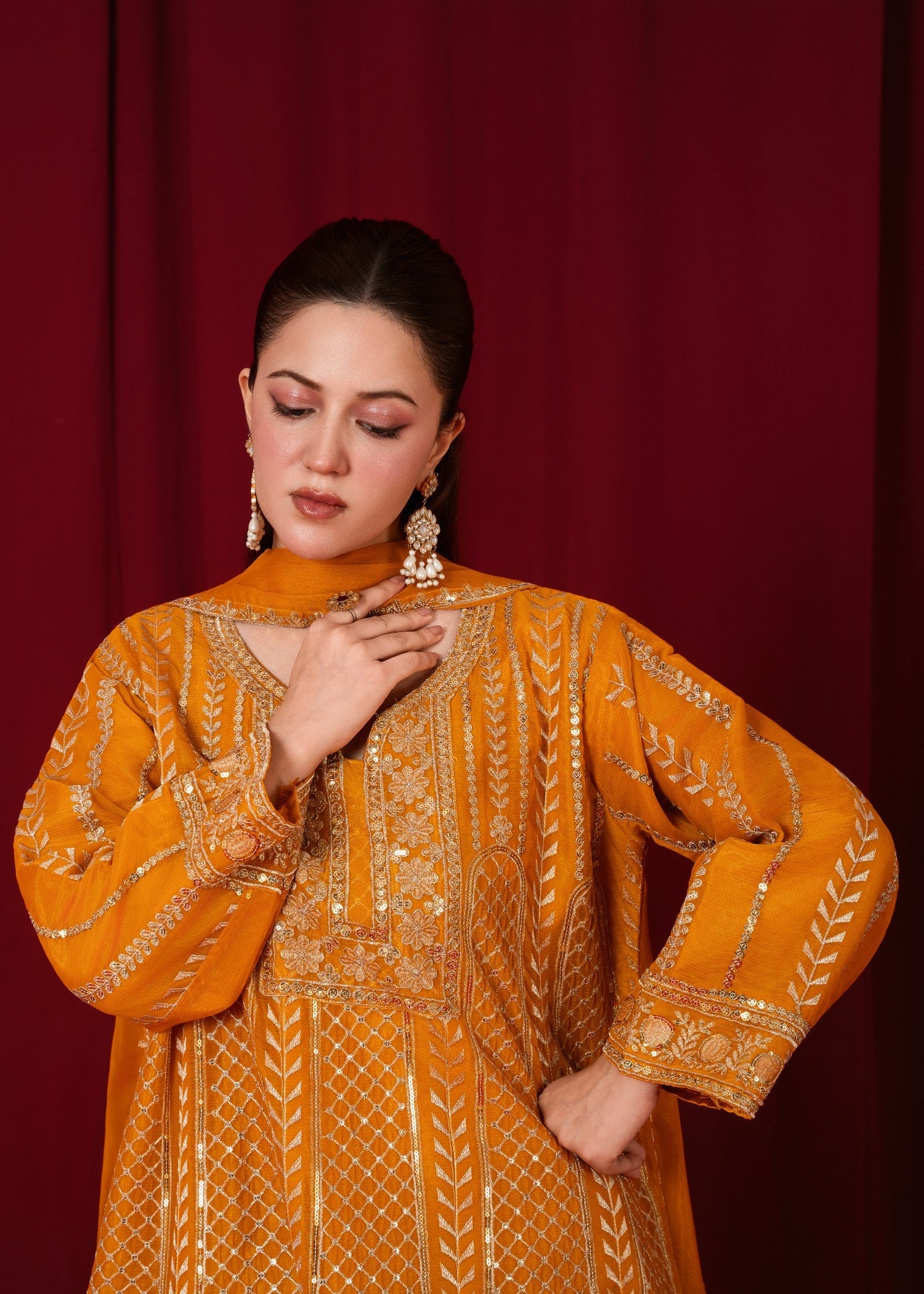 chiffon Gharara in Orange