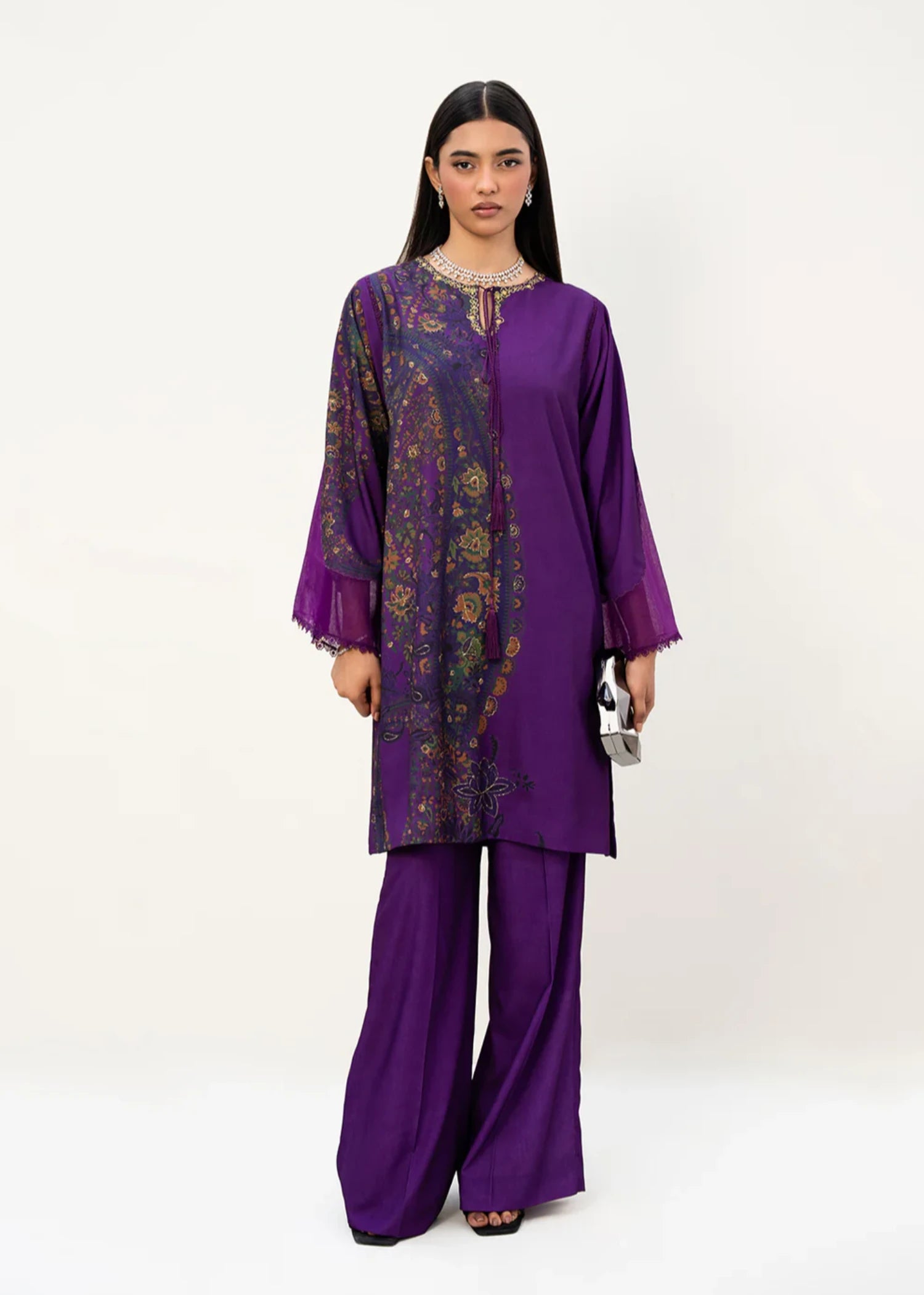 crepe Kurti in Purple