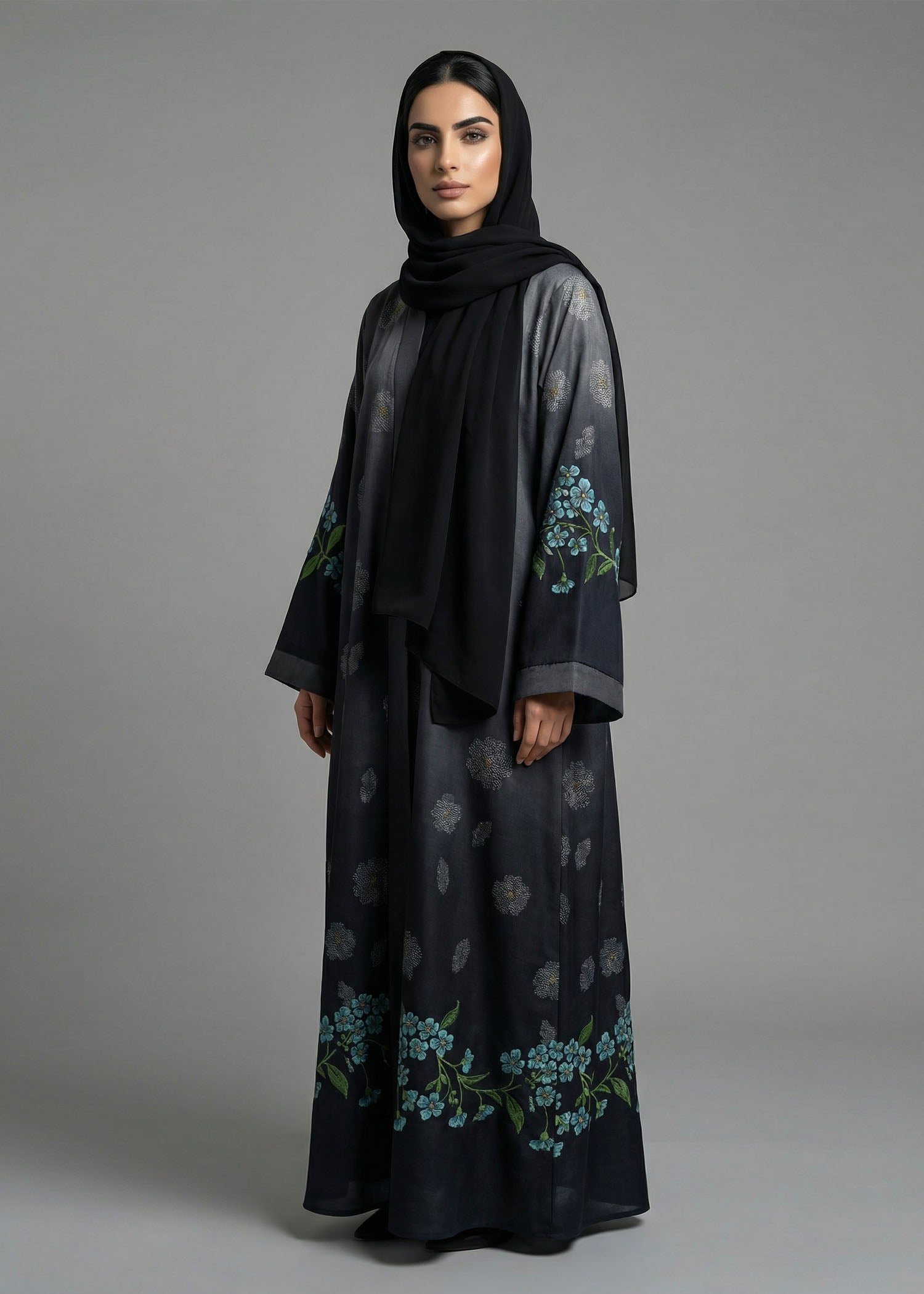 silk Abaya in Grey