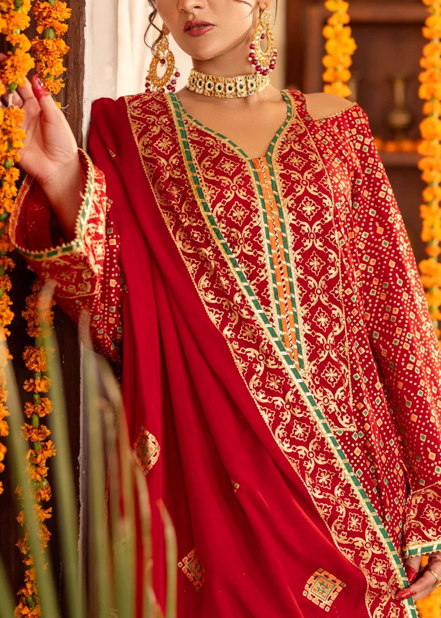 raw silk Unstitched in Rust red
