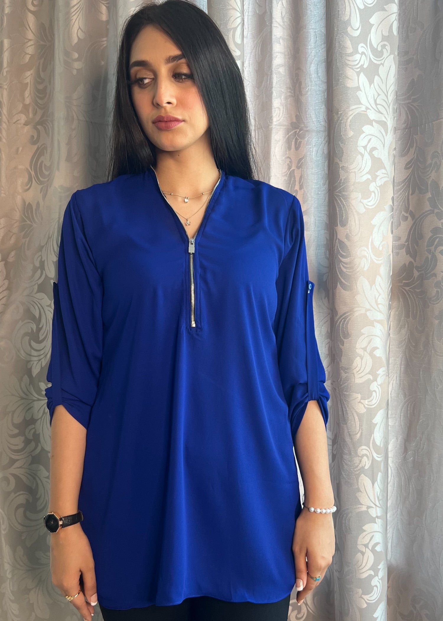 georgette Top in Dark blue
