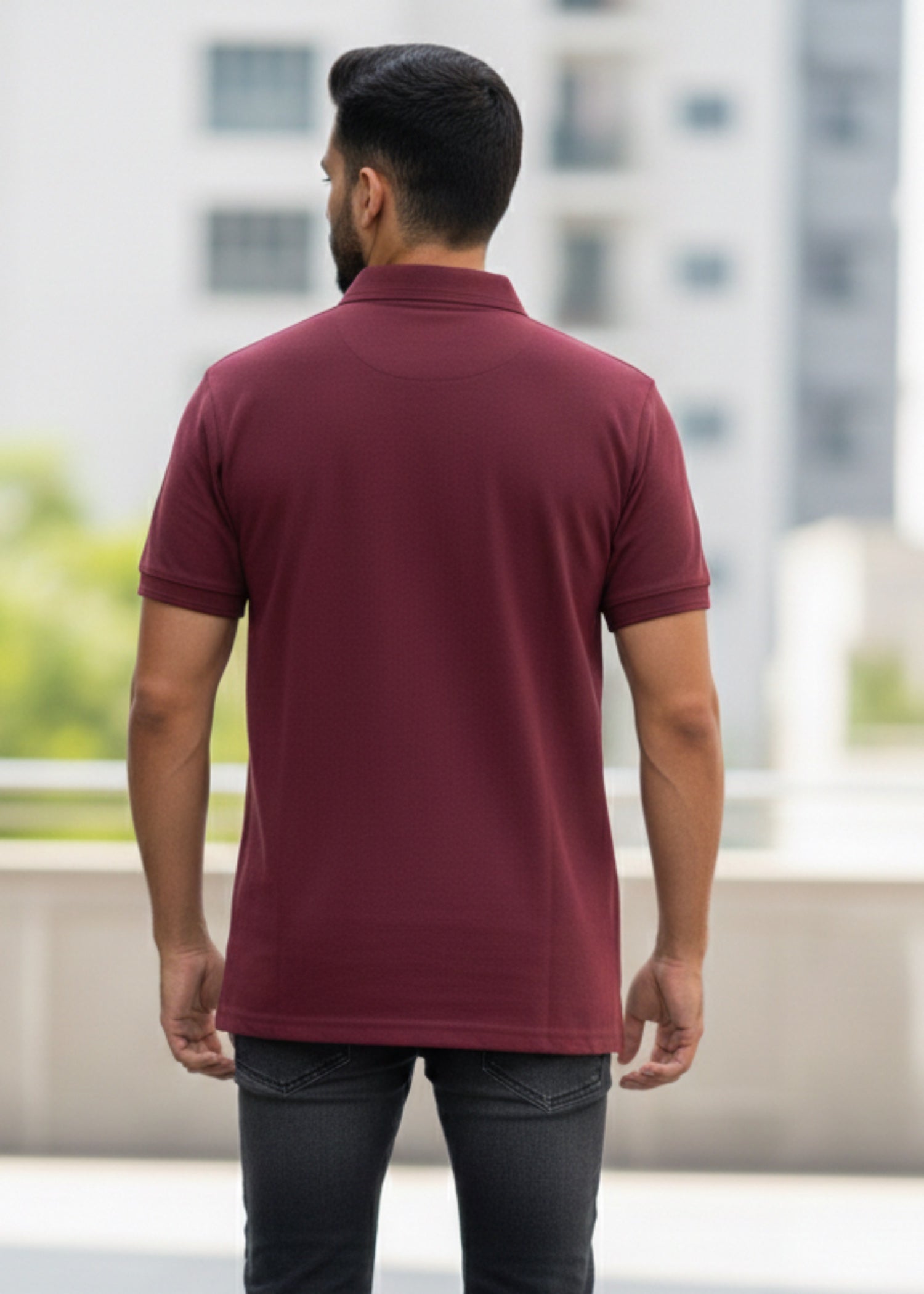 cotton Polo Shirt in Maroon