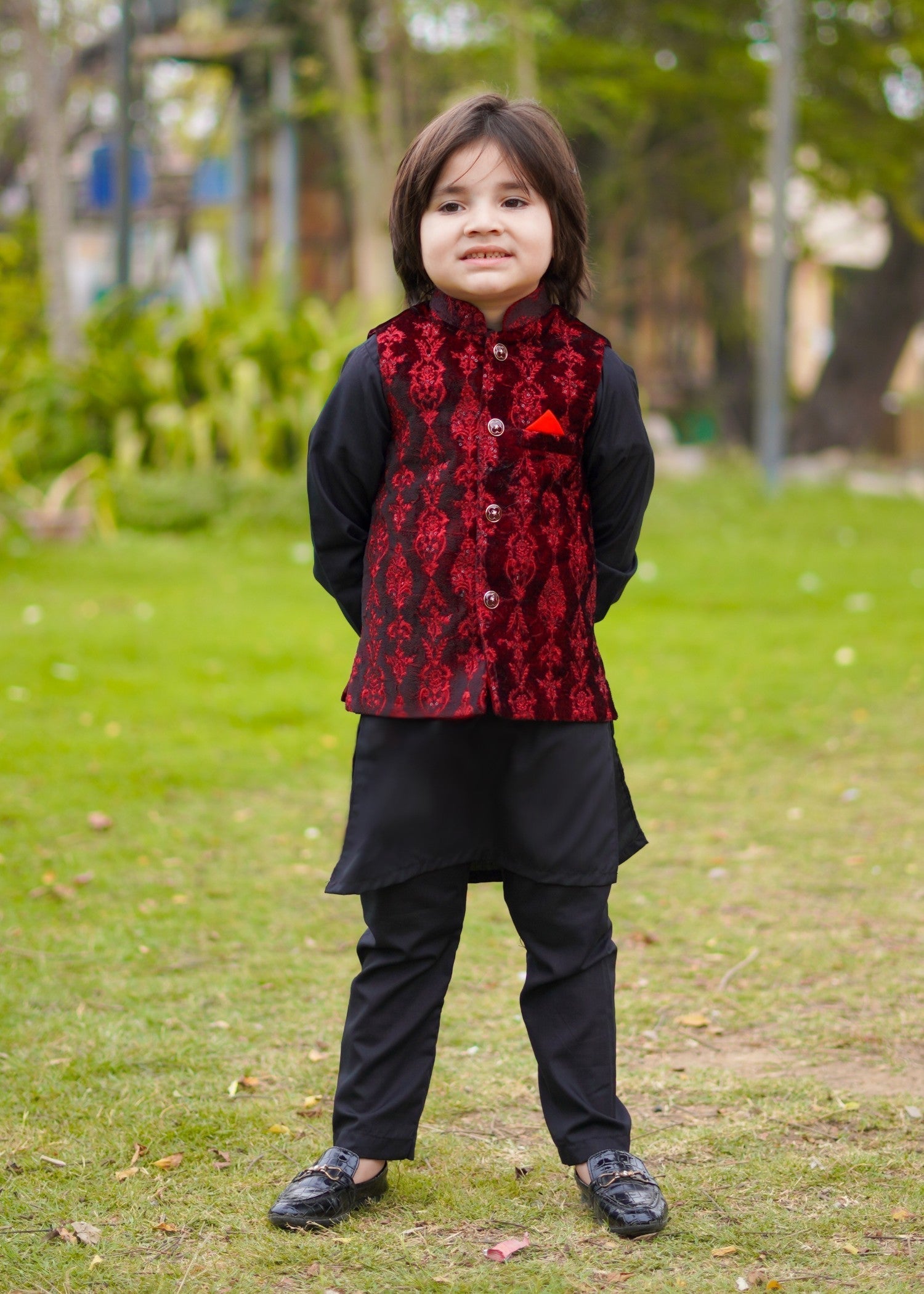 velvet Waistcoat in Red