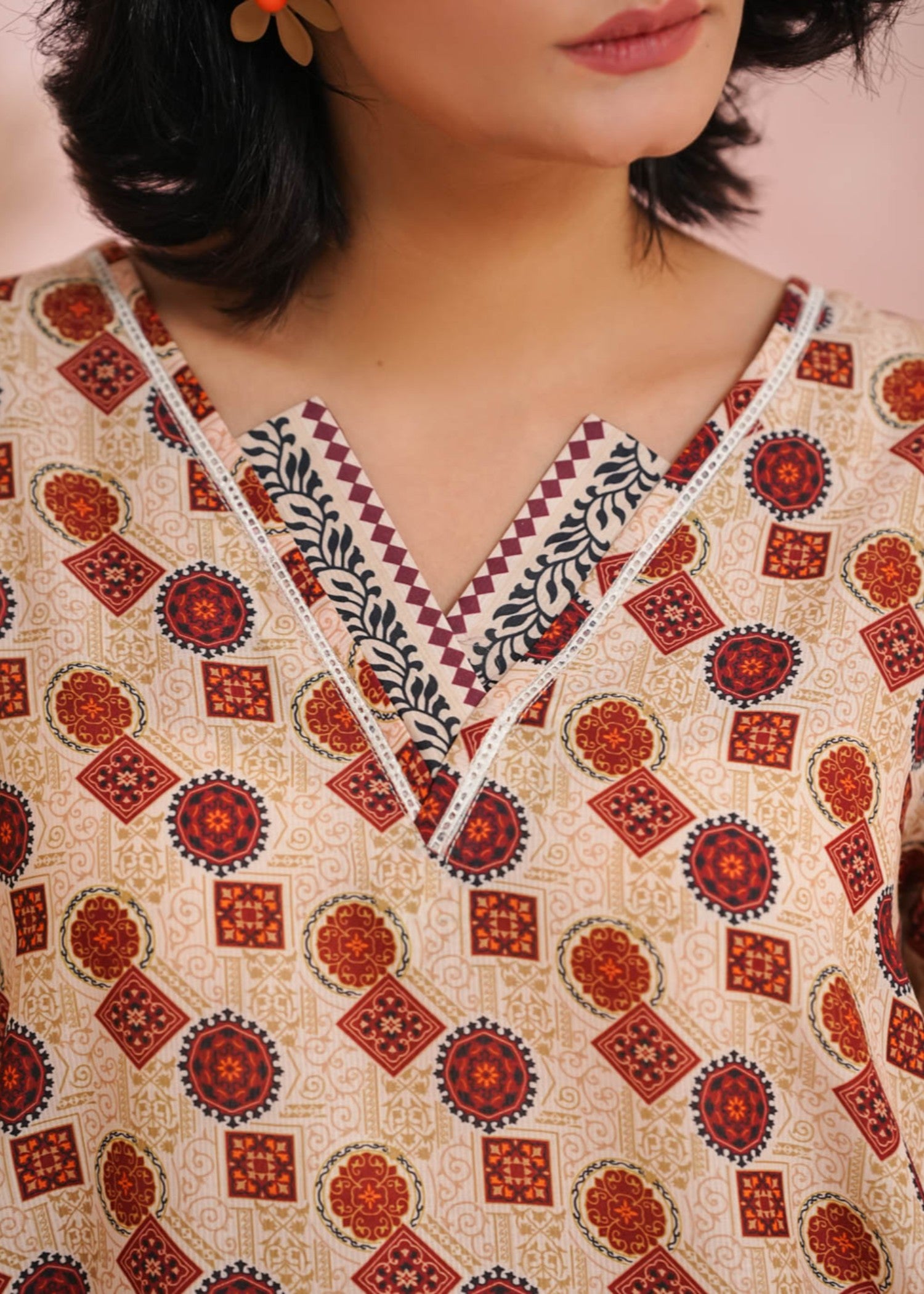 dobby Kurta Set in Multi