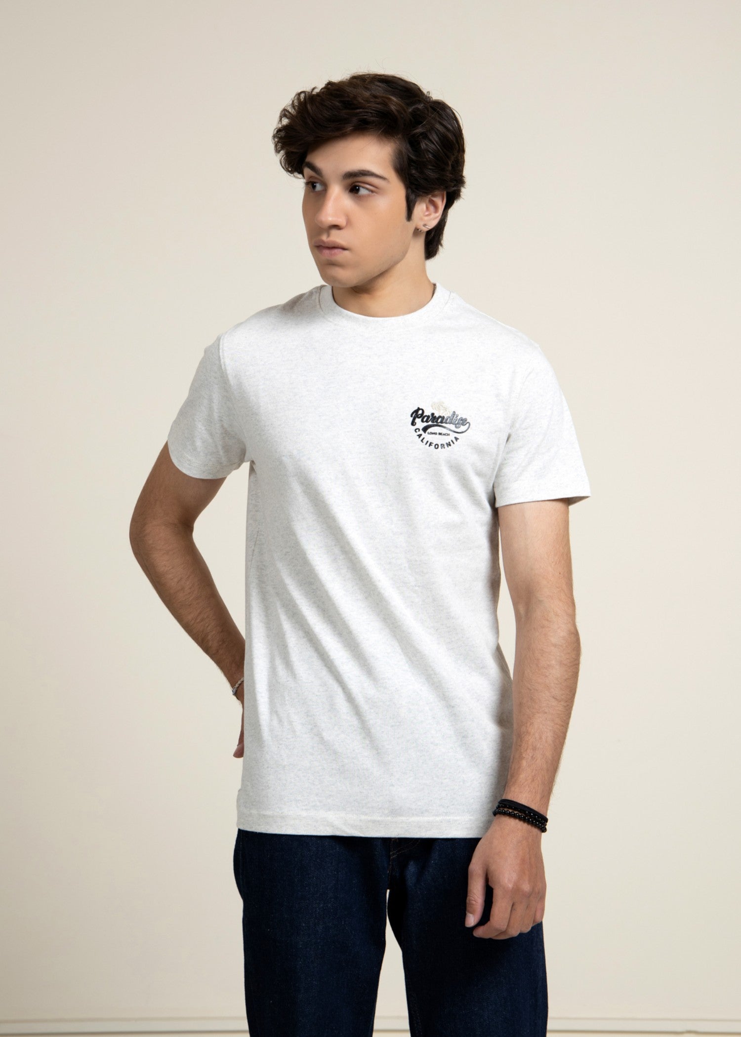 cotton jersey T Shirt in Off-white