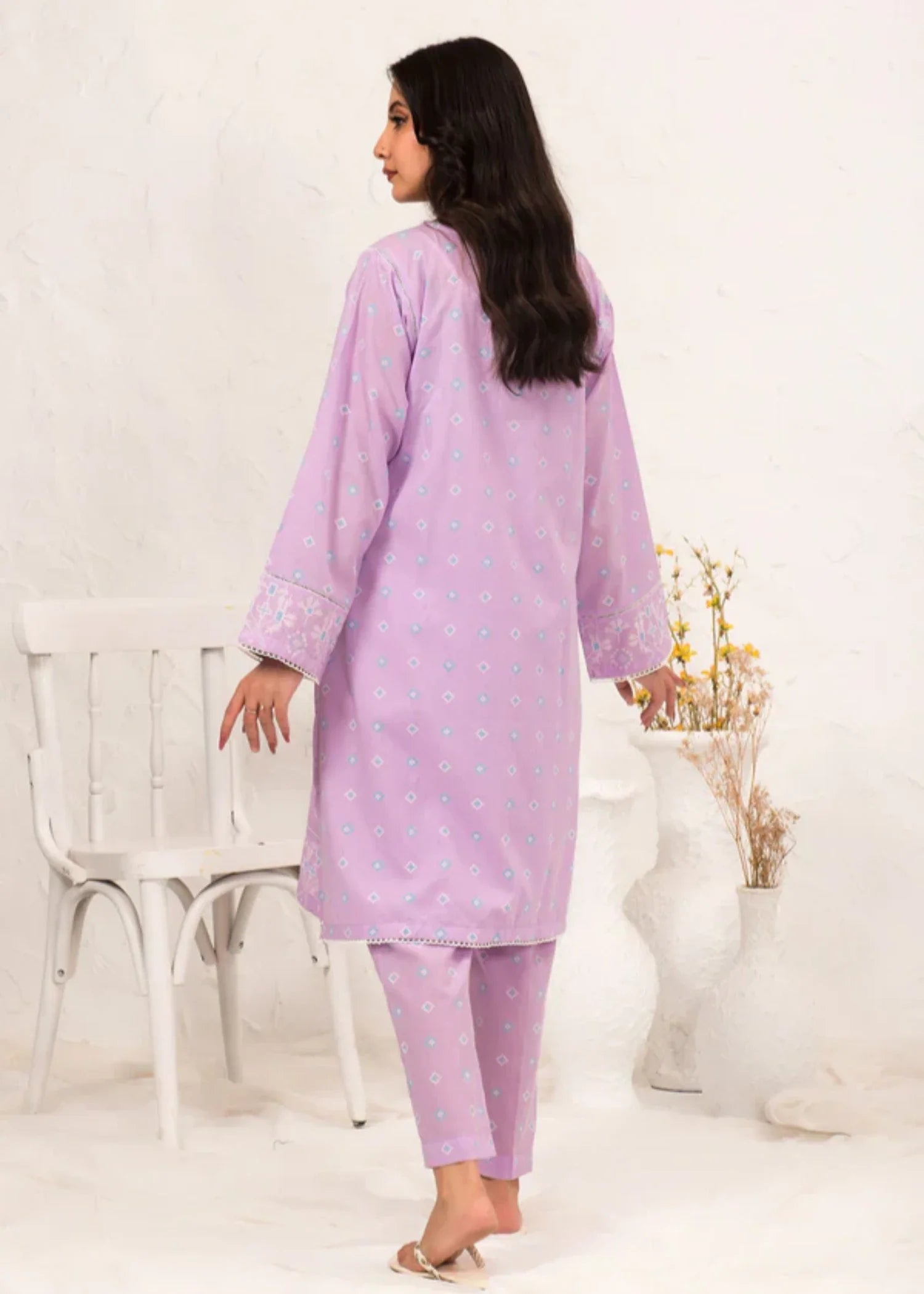 cotton Kurta Set in Lavender blush