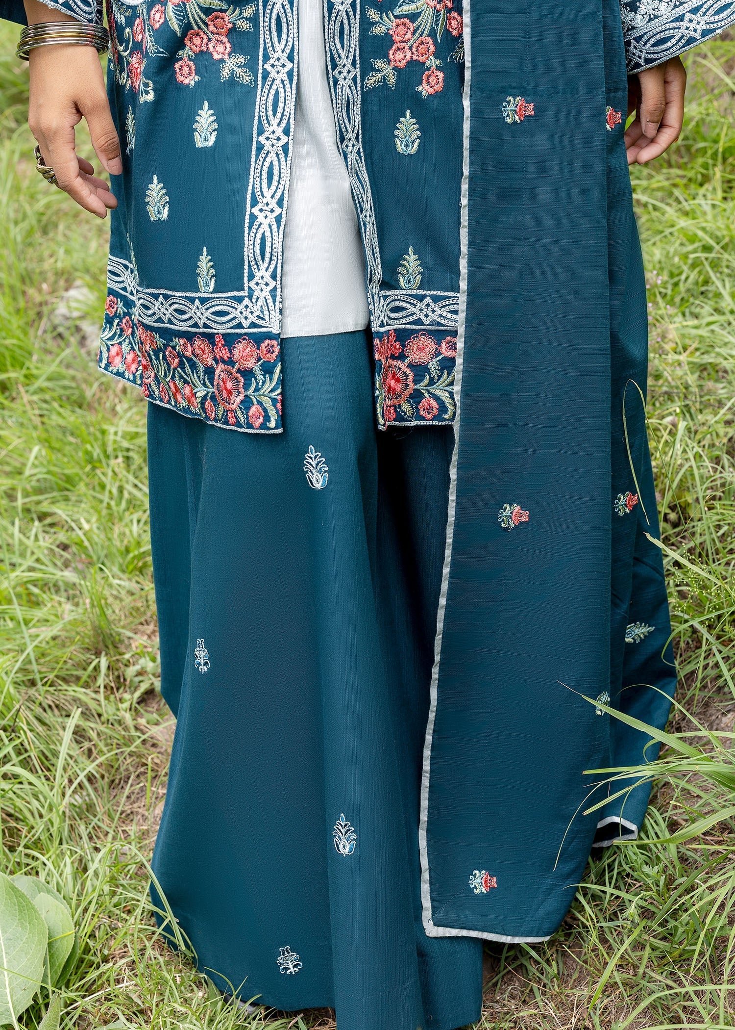 khaddar Jacket in Teal