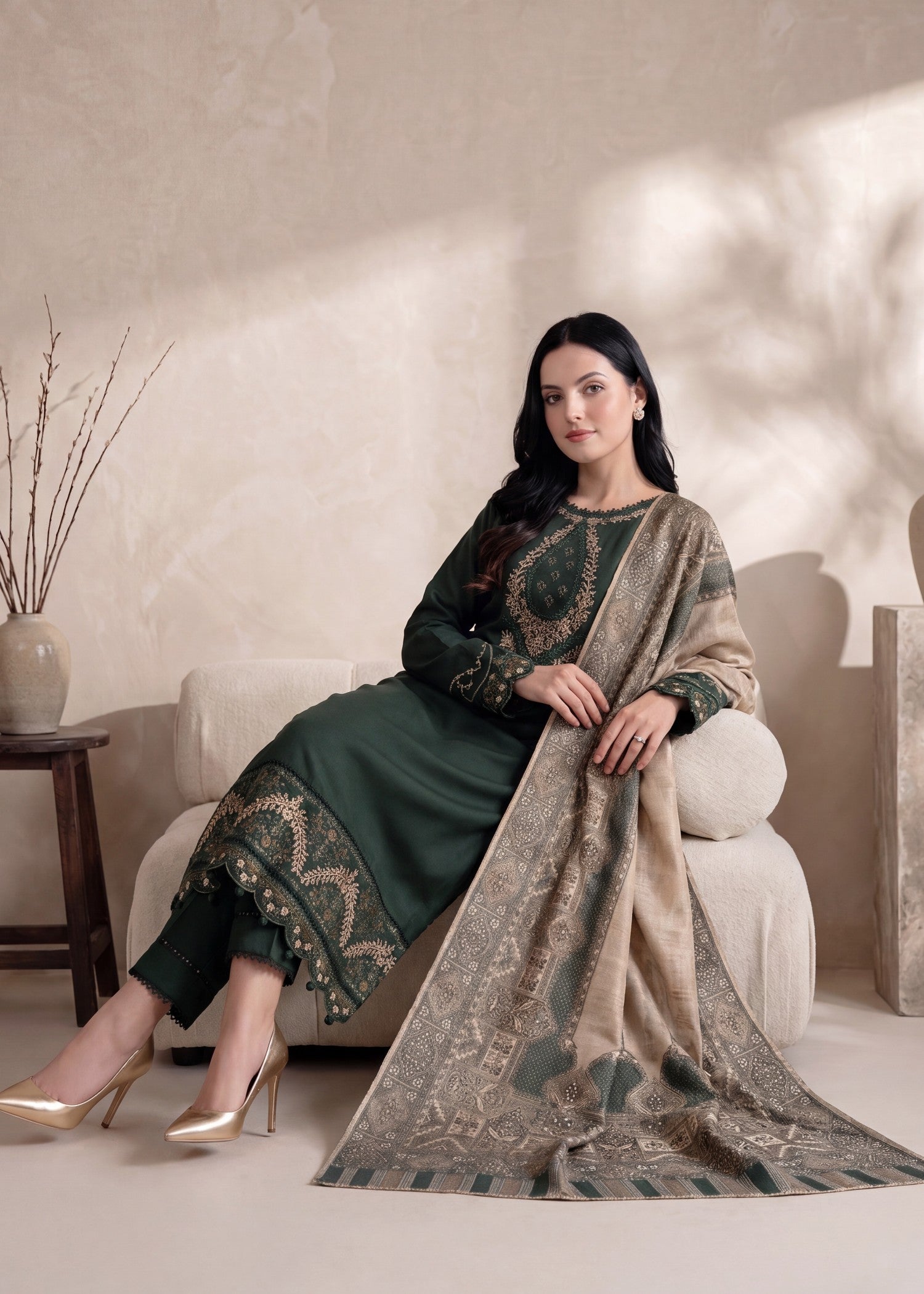 lawn Kurta Set in Green