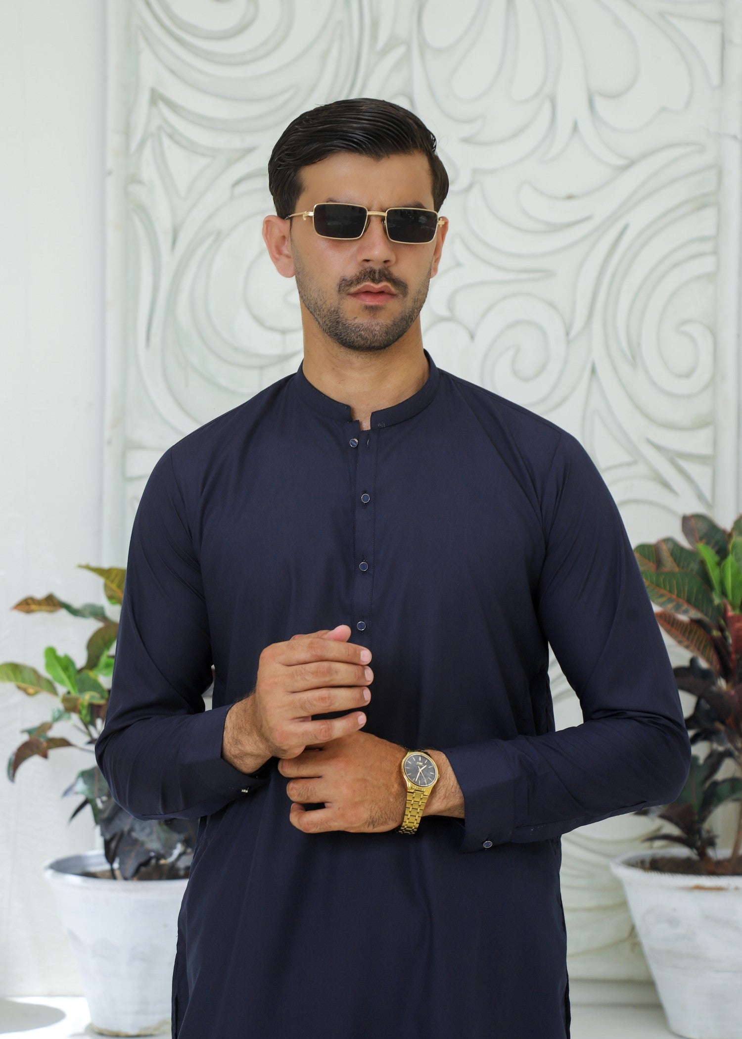 wash & wear Kurta Set in Aegean blue
