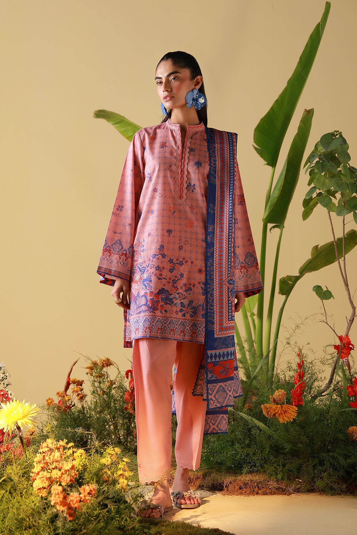 Mirha Lawn – Blush Cobalt