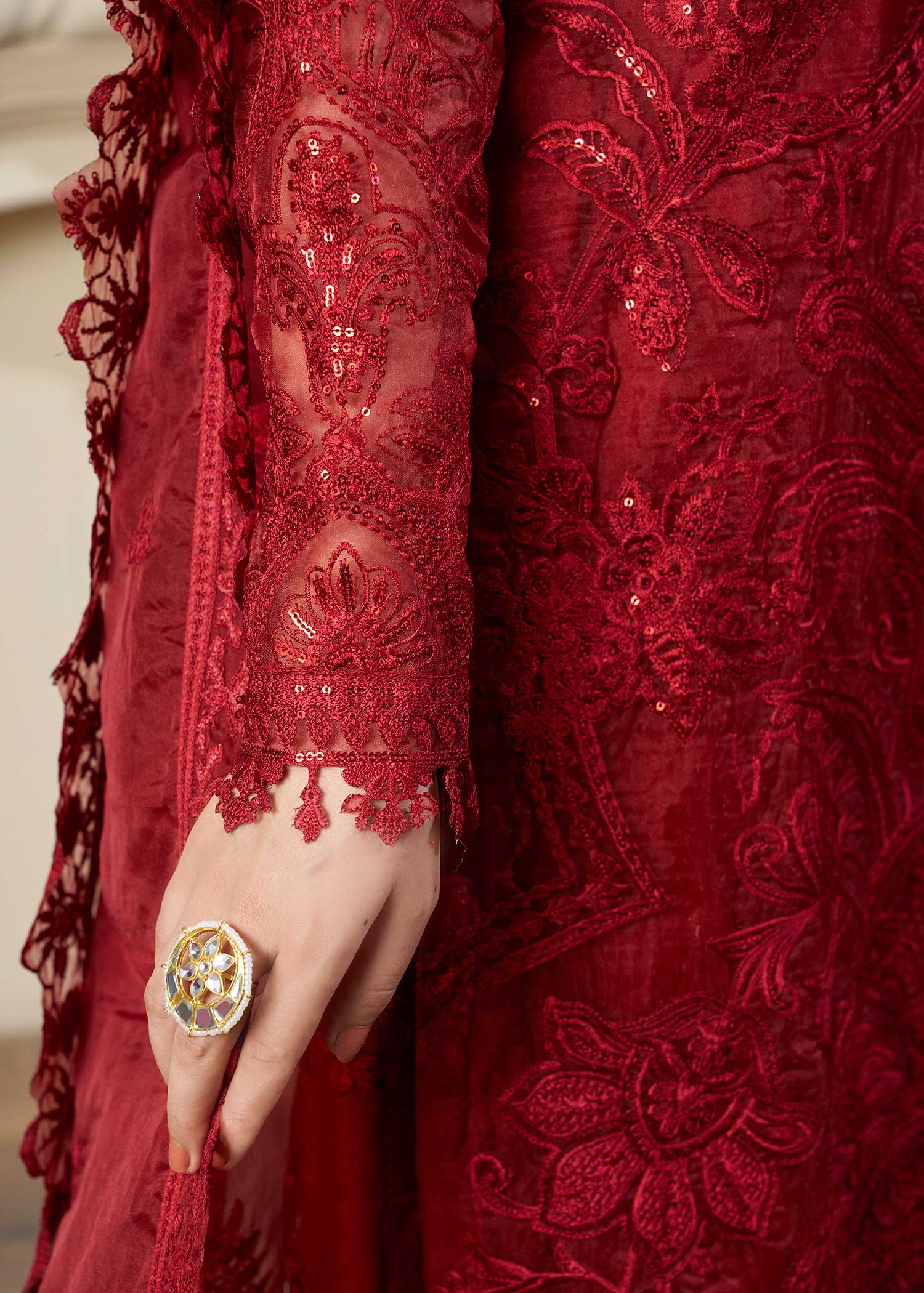 organza Kurta Set in Maroon