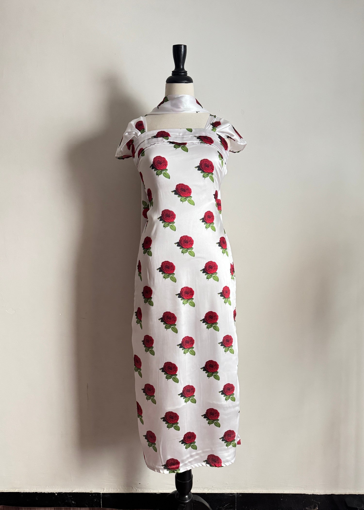 satin silk Dress in White
