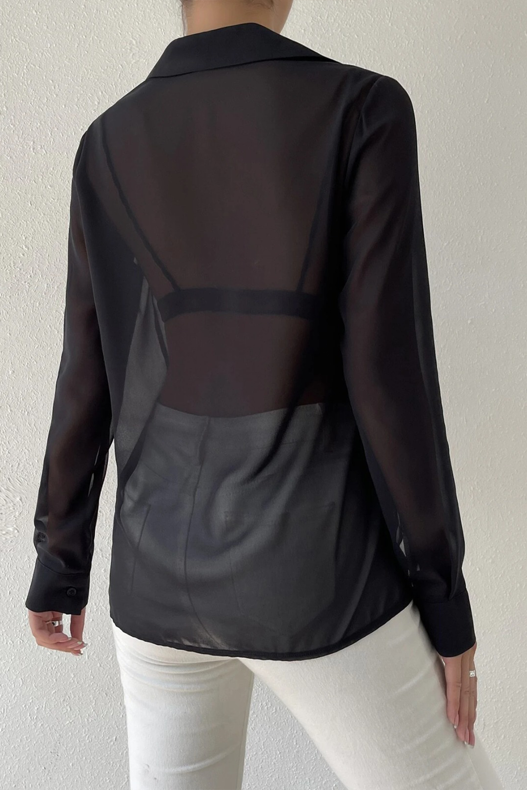 chiffon Formal Shirt in Black