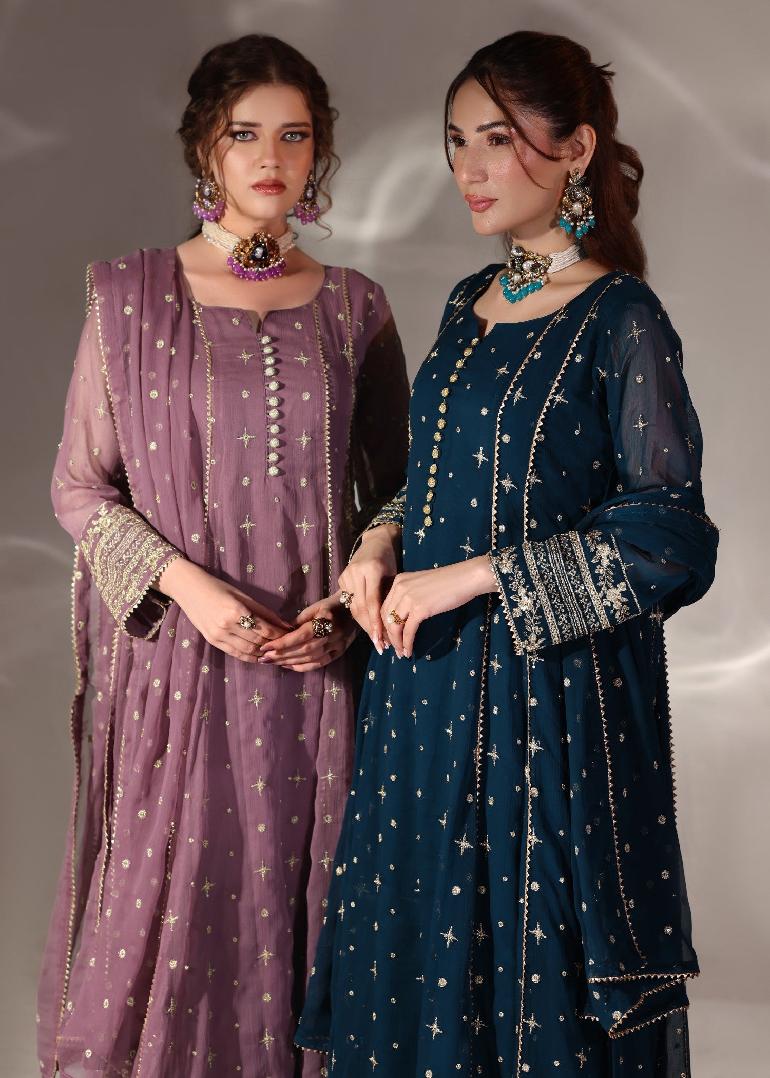 chiffon Pishwas in Mauve