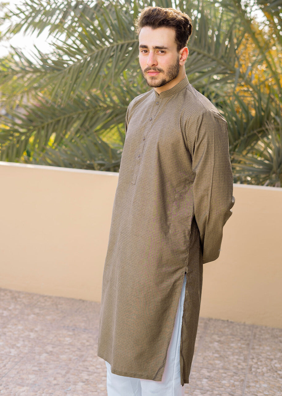 wash & wear Kurta Set in Olive green by Safari Club